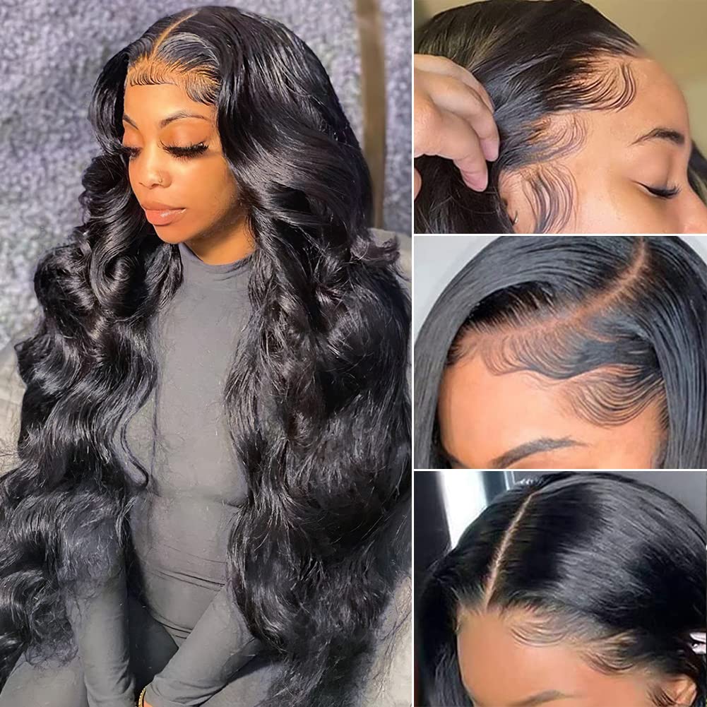 Pizazz Body Wave Lace Front Wigs Human Hair Pre Plucked with Baby Hair 180 Density Glueless Human Hair Wigs for Women 13x4 HD Transparent Lace Front Wigs with Natural Hairline(26 Inch)