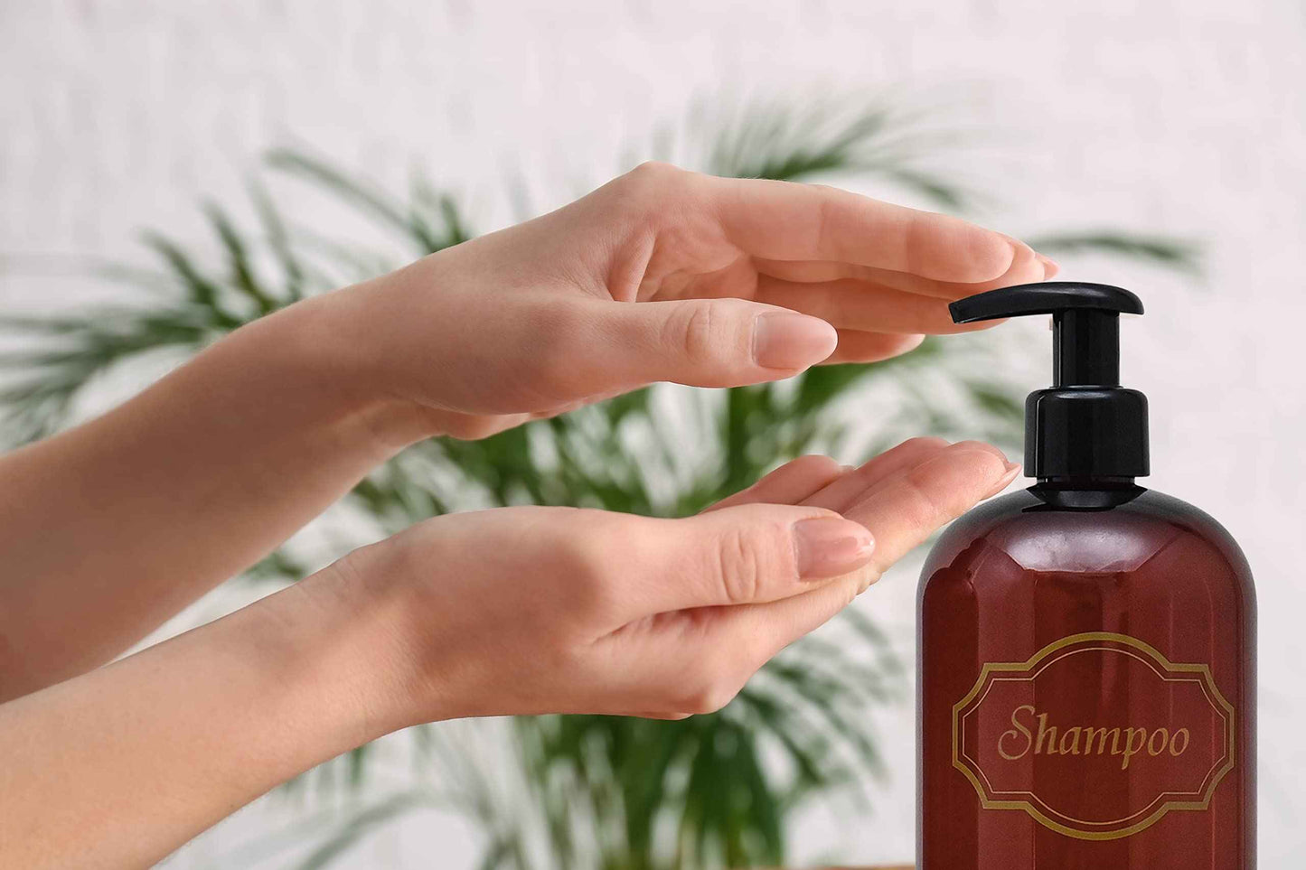 Bottiful Home-16 oz Shampoo and Conditioner Refillable Empty Plastic Pump Bottle Dispenser Set (Amber)