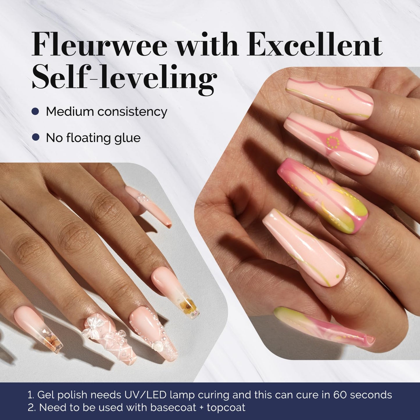 MelodySusie Fleurwee Plant-based UV Gel Nail Polish, Hema Free, 21 Non-Toxic, Nude Tiny Glitter P48 Long Lasting No Chip, Summer Color 2024 Finger Toe Nail Polish, Salon Manicure Art at Home 0.5 Fl Oz