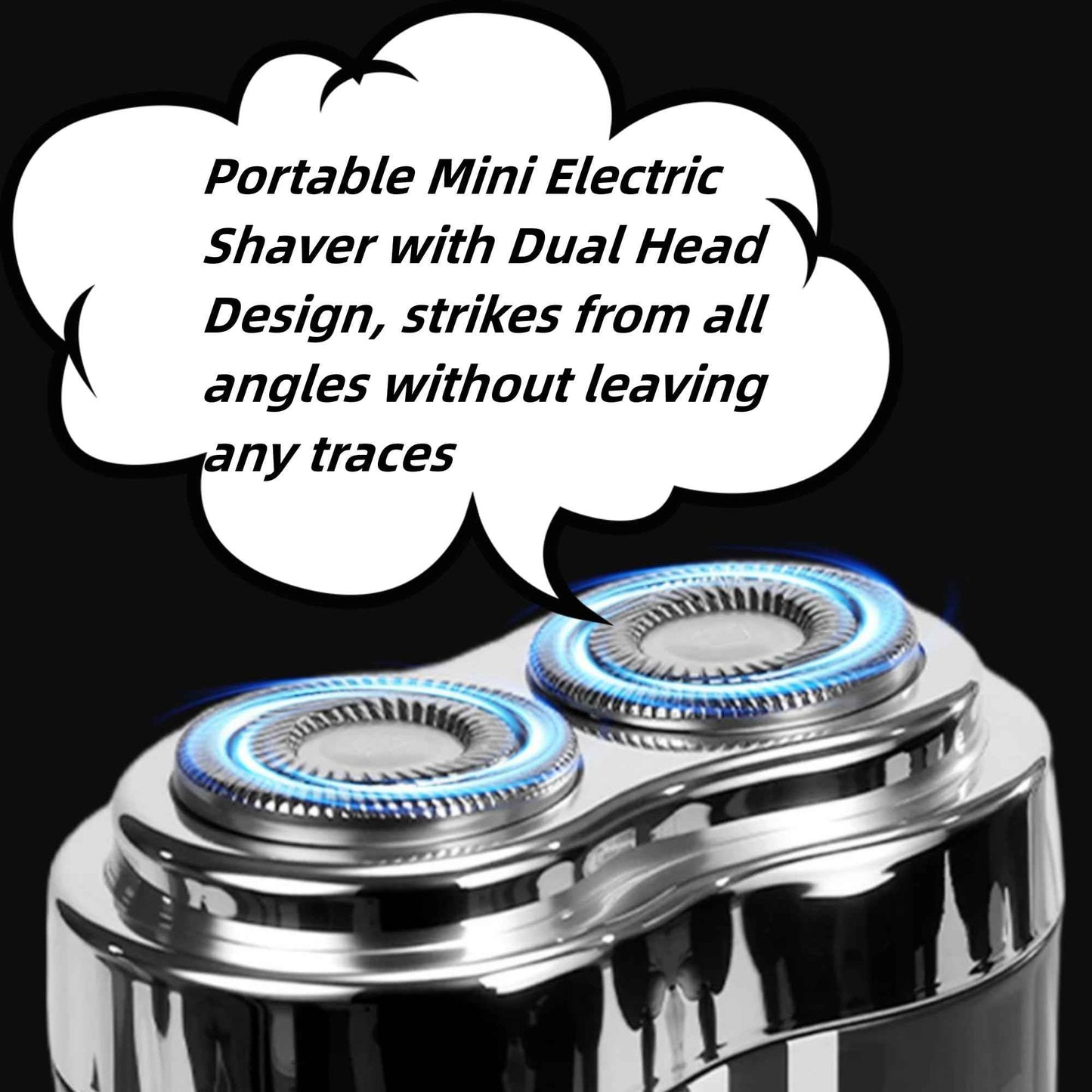 Mini Electric Shaver, Portable Beard Shaver, Dual Head Waterproof Electric Mini Razor Portable Electrics Shavers, Pocket Size Washable Razor, One-Button Operate and Long Lasting for Home Travel