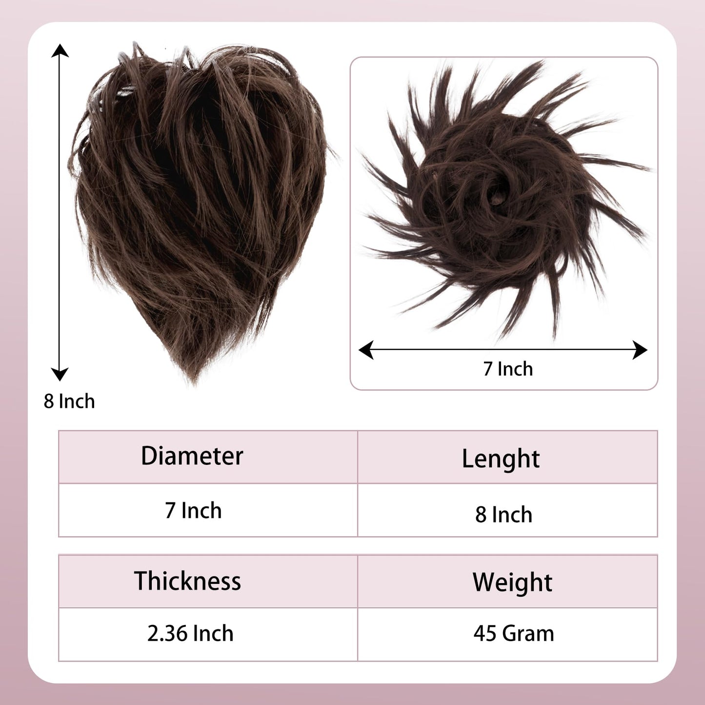 Lynclare Messy Bun Hair Piece Wavy Synthetic Hair Extension，Curly messy Bun Scrunchie Extensions for Women， Chignon Tousled Updo Ponytail Hairpieces with Elastic Rubber（Chestnut Brown）