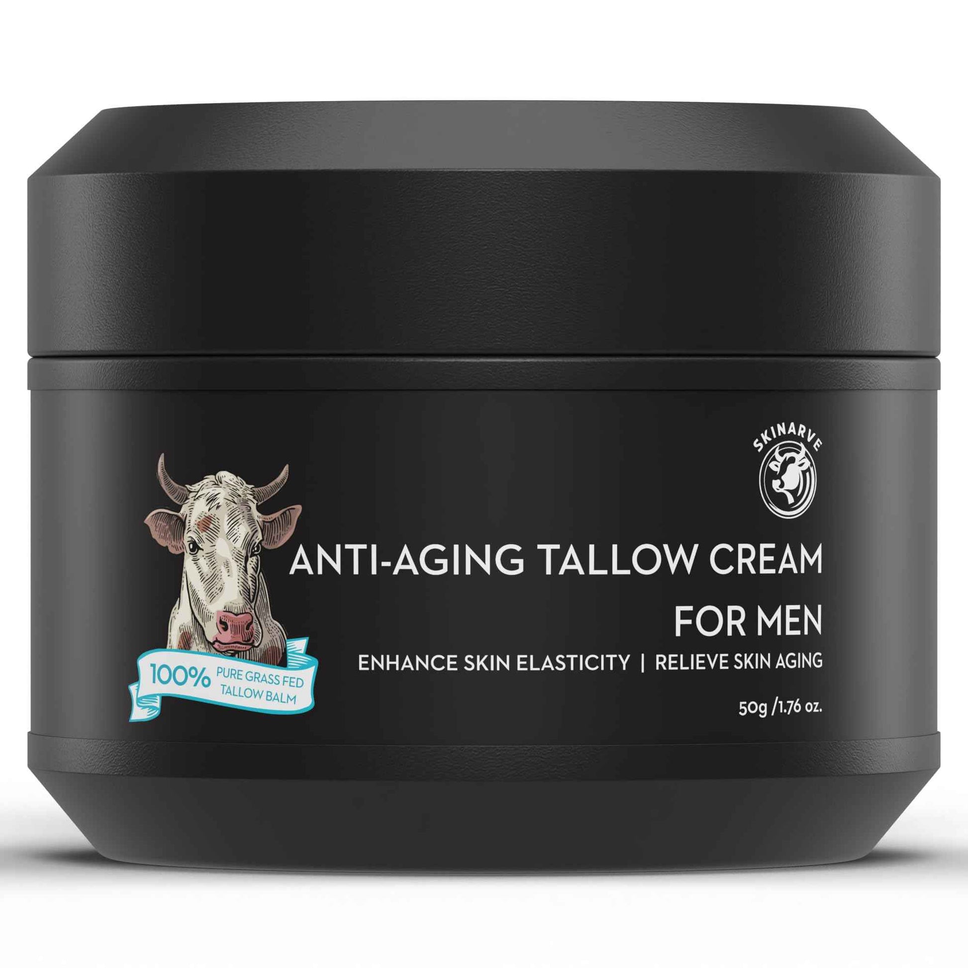 SKINARVE Wrinkle Defense Beef Tallow Balm for Men, Tallow Balm for Skin - Moisturizer for Face - Hydrating Anti Aging Skin Cream - Natural Facial Skincare Lotion with Essential Oils (1.7 OZ)