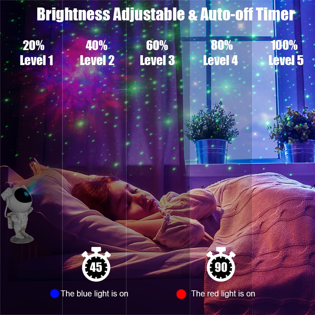 Kids Astronaut Star Projector Galaxy Light with Timer and Infrared Remote Control, 360° Adjustable Starry Night Light Projector for Baby/Adults/Bedroom/Party/Home Decor/Game Room Decor