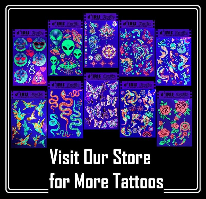 Glow in the Dark Temporary Tattoos – Blacklight Reactive Butterfly