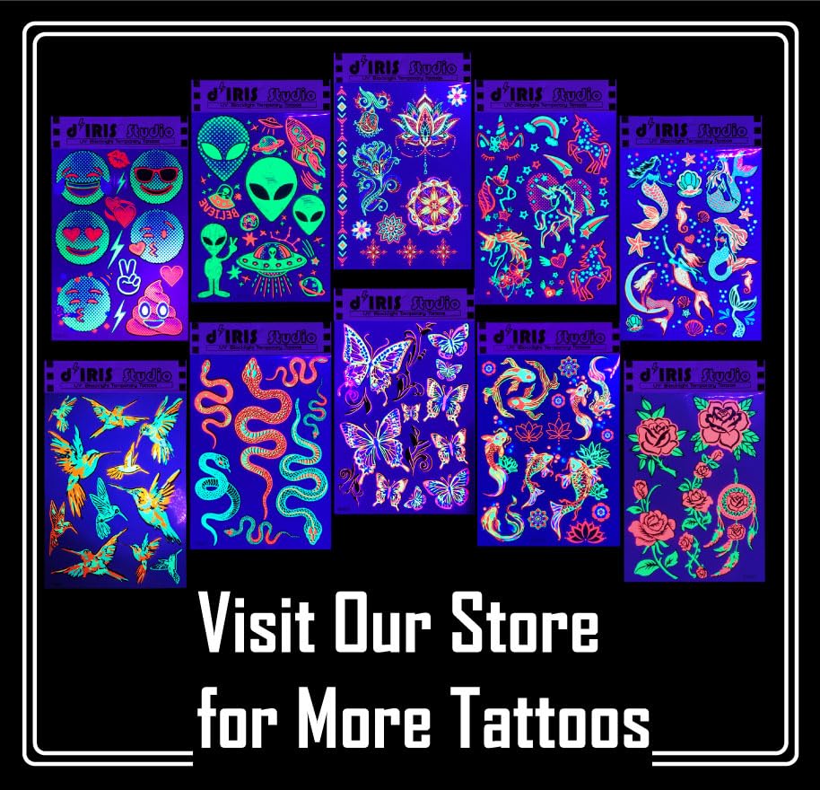 Blacklight Glow Party Temporary Tattoo-1 Sheet - Cobra