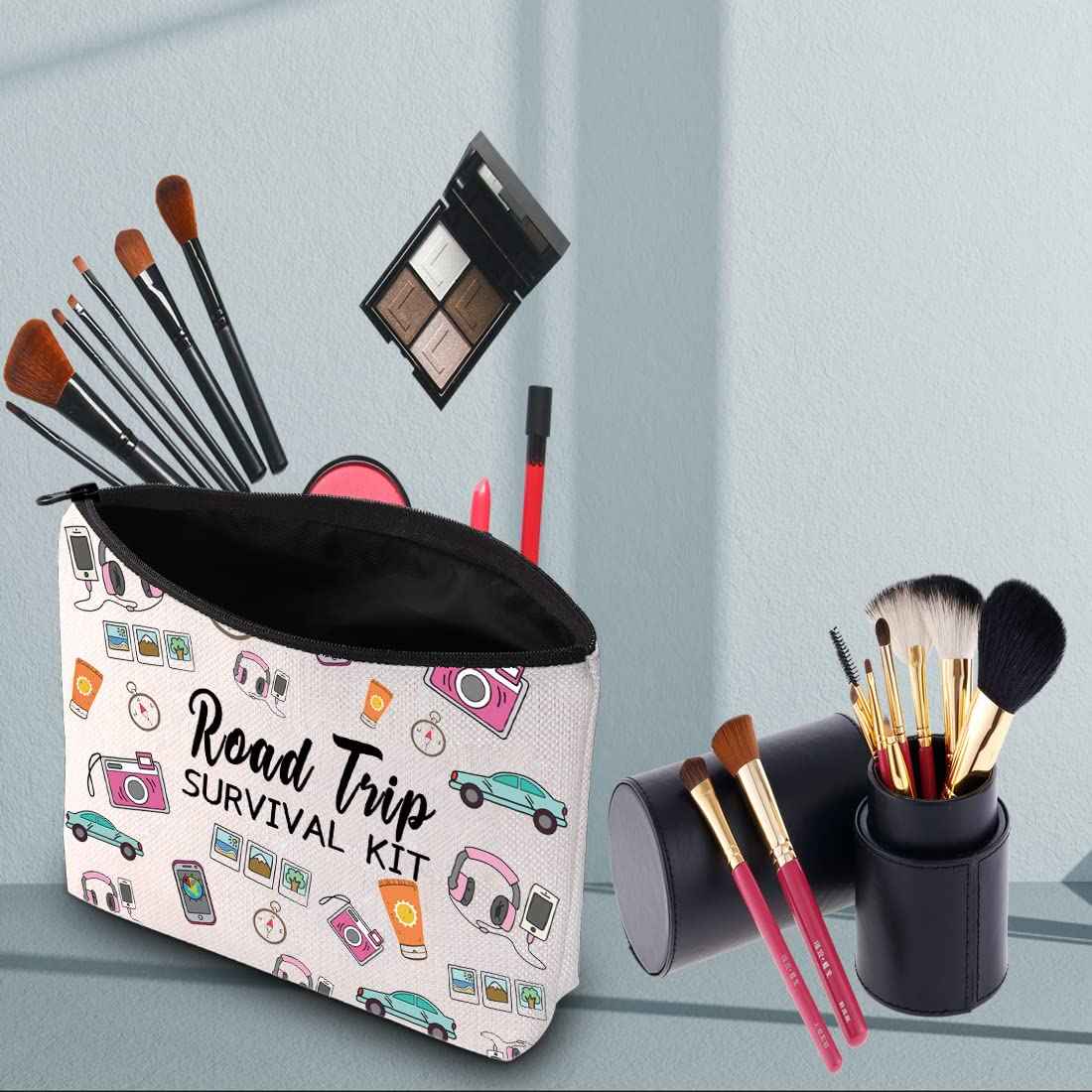 PWHAOO Friend Trip Makeup Bag Trip Survival Bag Cosmetic Bag Adventure Lover Gift Explore Gift (Trip B)