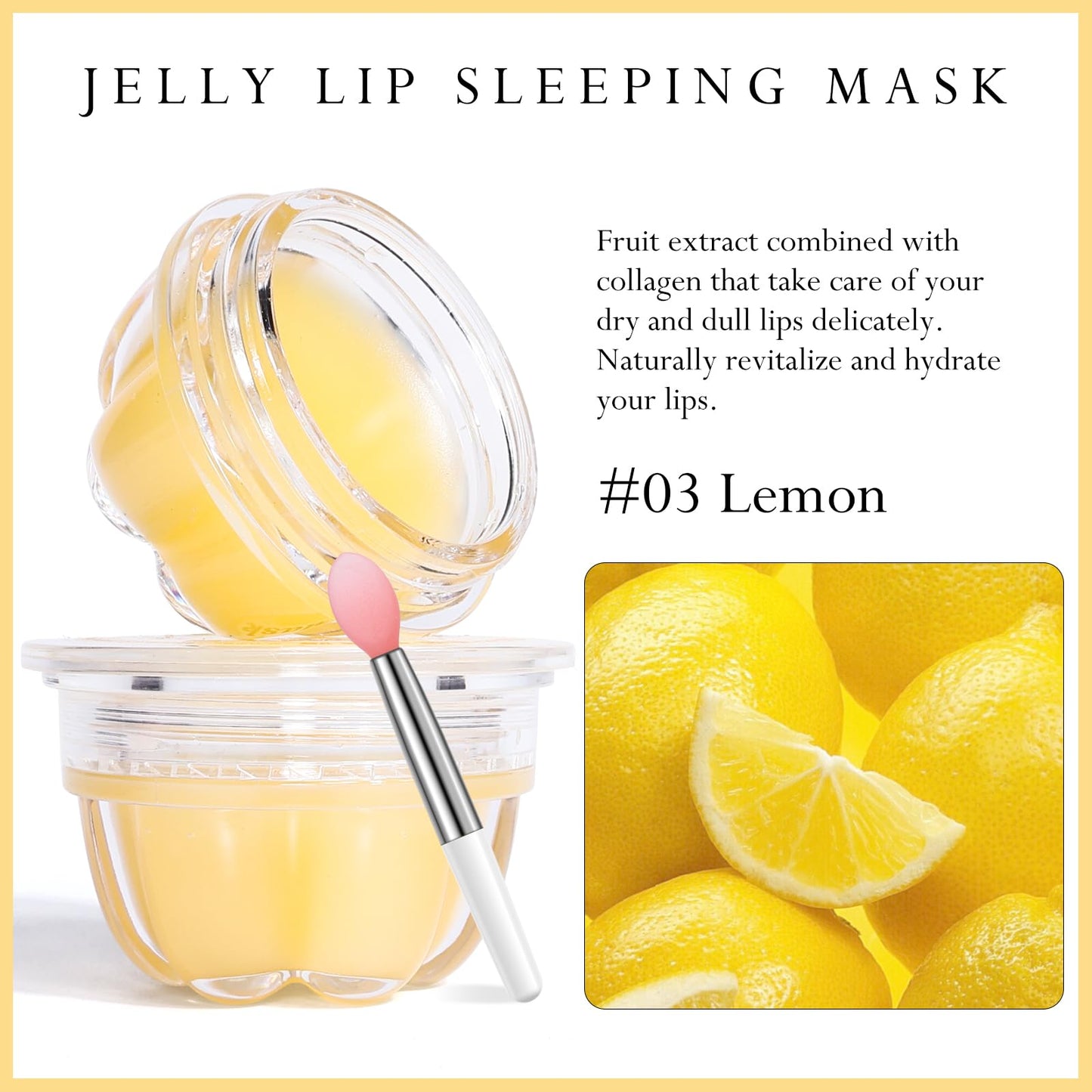 FREEORR 2Pc Jelly Lip Mask Overnight,Fruity Lemon Lip Sleeping Mask Day Night Repair Kawaii Lip Balm Hydrate Plump Dry Lip Scrubs Exfoliator,Lip Care Lip Moisturizer with Collagen-Lemon