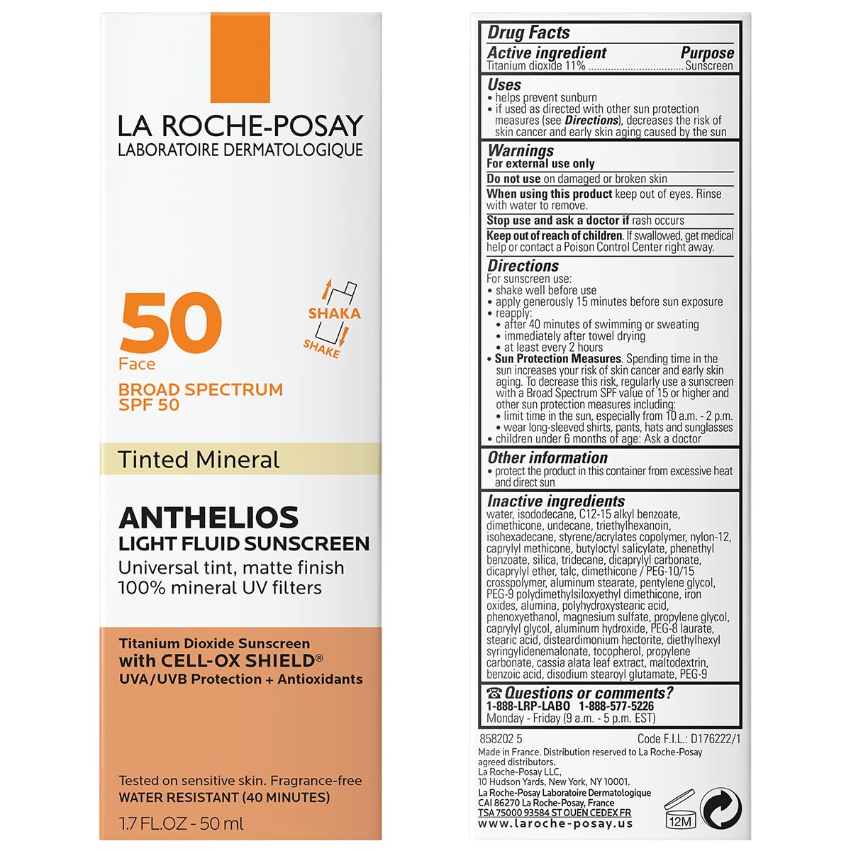 La Roche-Posay Anthelios Tinted SPF 50 Sunscreen & Toleriane Gentle Cleanser Travel Set - With Titanium Dioxide & Niacinamide