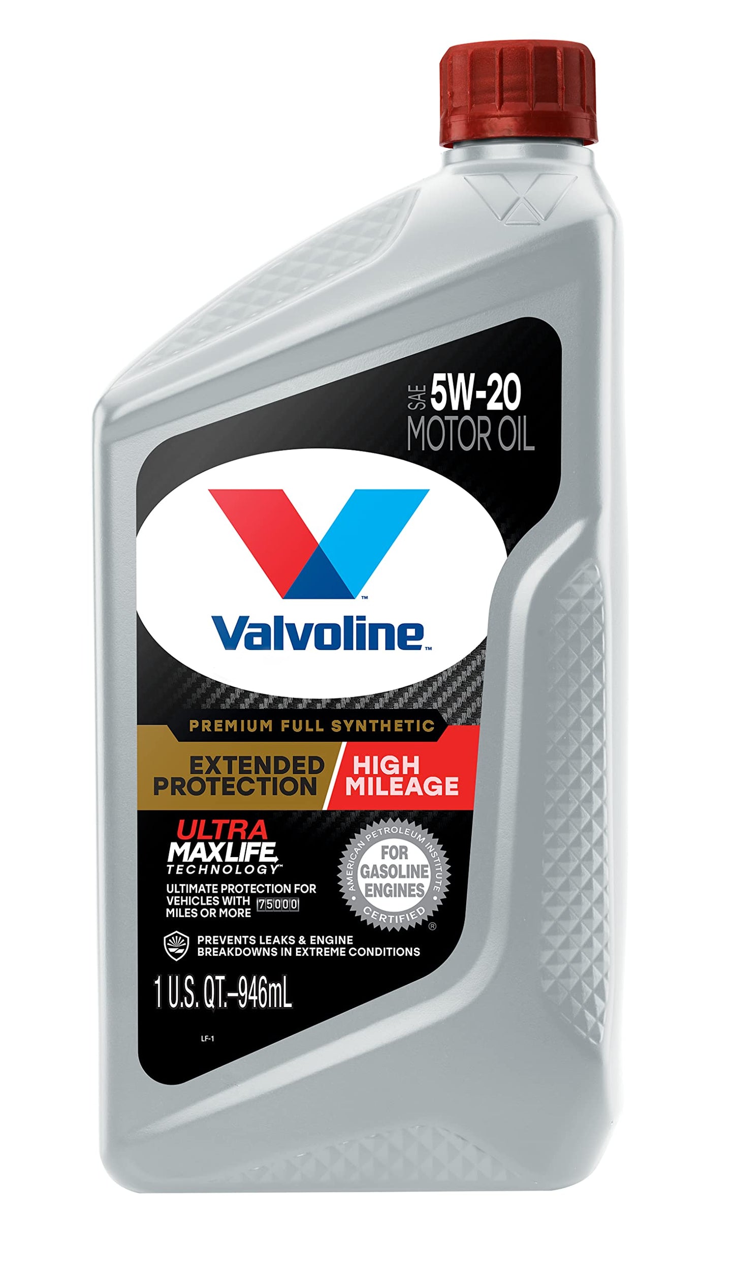 Valvoline Extended Protection High Mileage with Ultra MaxLife Technology 5W-20 Full Synthetic Motor Oil 1 QT