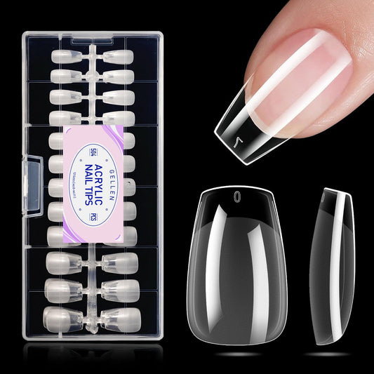 Gellen Short Coffin Nail Tips - 504cs Half Matte Soft Gel Nail Tips Acrylic Pre-shaped Nails Full Cover Acrylic False Nails Tip for Nail Extension Home DIY Nail Salon 12 Sizes Gelly Tips