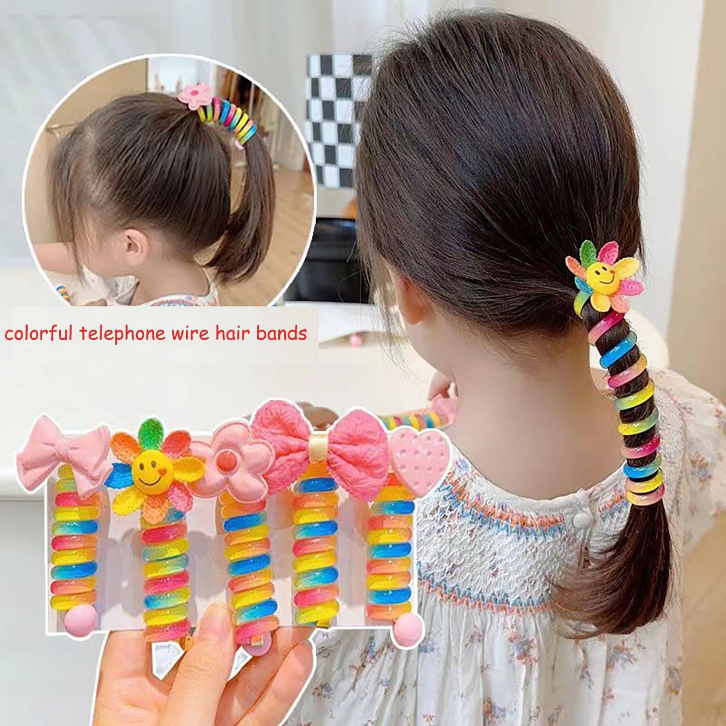 Stylish Spiral Hair Ties, Colorful Telephone Wire Accessories for Kids & Women's Trendy Hairstyles (8 PCS)