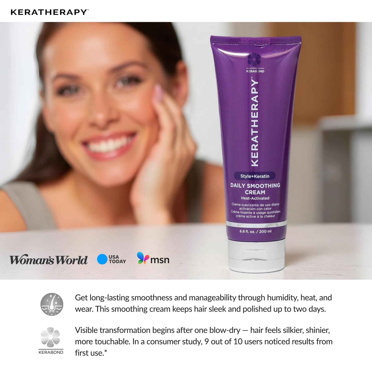 KERATHERAPY Daily Smoothing Cream, 6.8 fl. oz., 200 ml - Keratin Infused Smoothing Cream for Blowouts with Collagen, Jojoba Oil, Wheat & Argan Oil