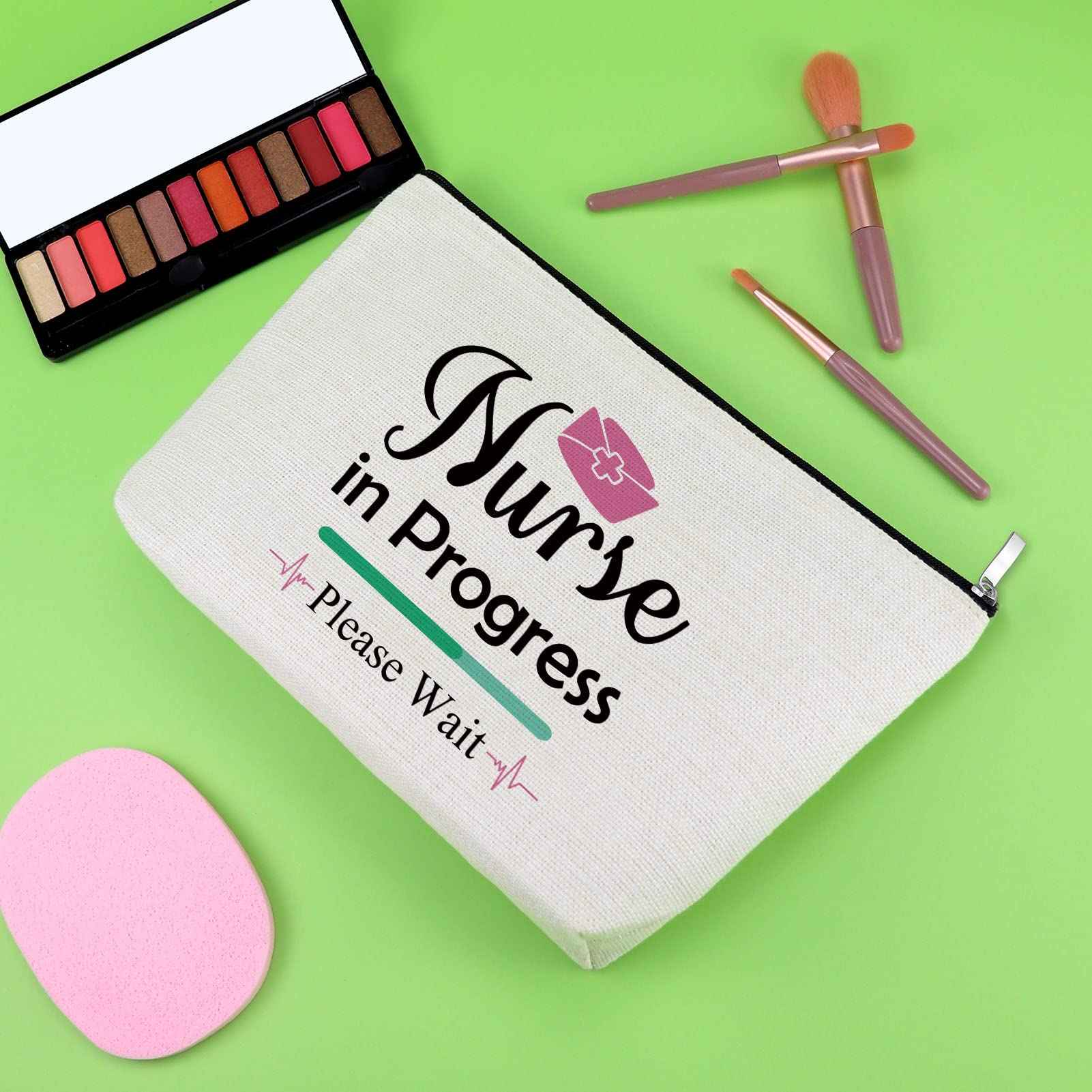 Nurse Inspirational Gifts Nursing Makeup Bags Nurse in Training Gifts for Women Future NP Coworker Encouragement Cosmetic Bag for Nursing Student Daughter Friend Graduation Birthday Travel Pouch