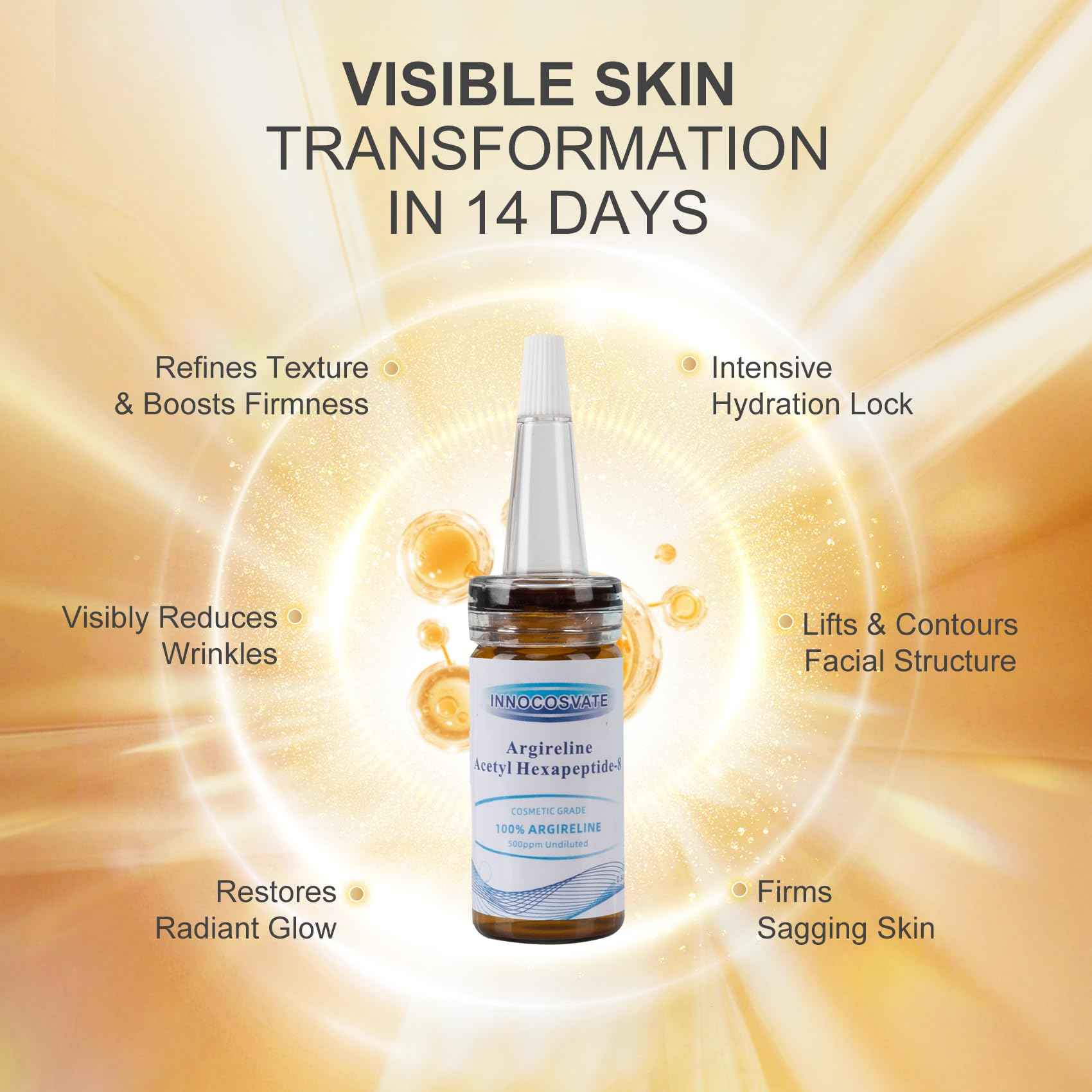 INNOCOSVATE Argireline Peptide 100% Pure Serum - 0.68 fl Oz Undiluted Reduce Wrinkle, Daily Skin Care Booster for IDY,Fragrance-Free