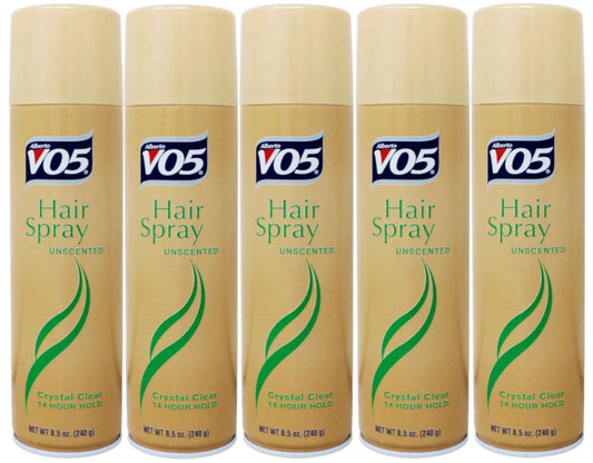 VO5 Crystal Clear Hairspray, Unscented 8.5 oz (Pack of 5)