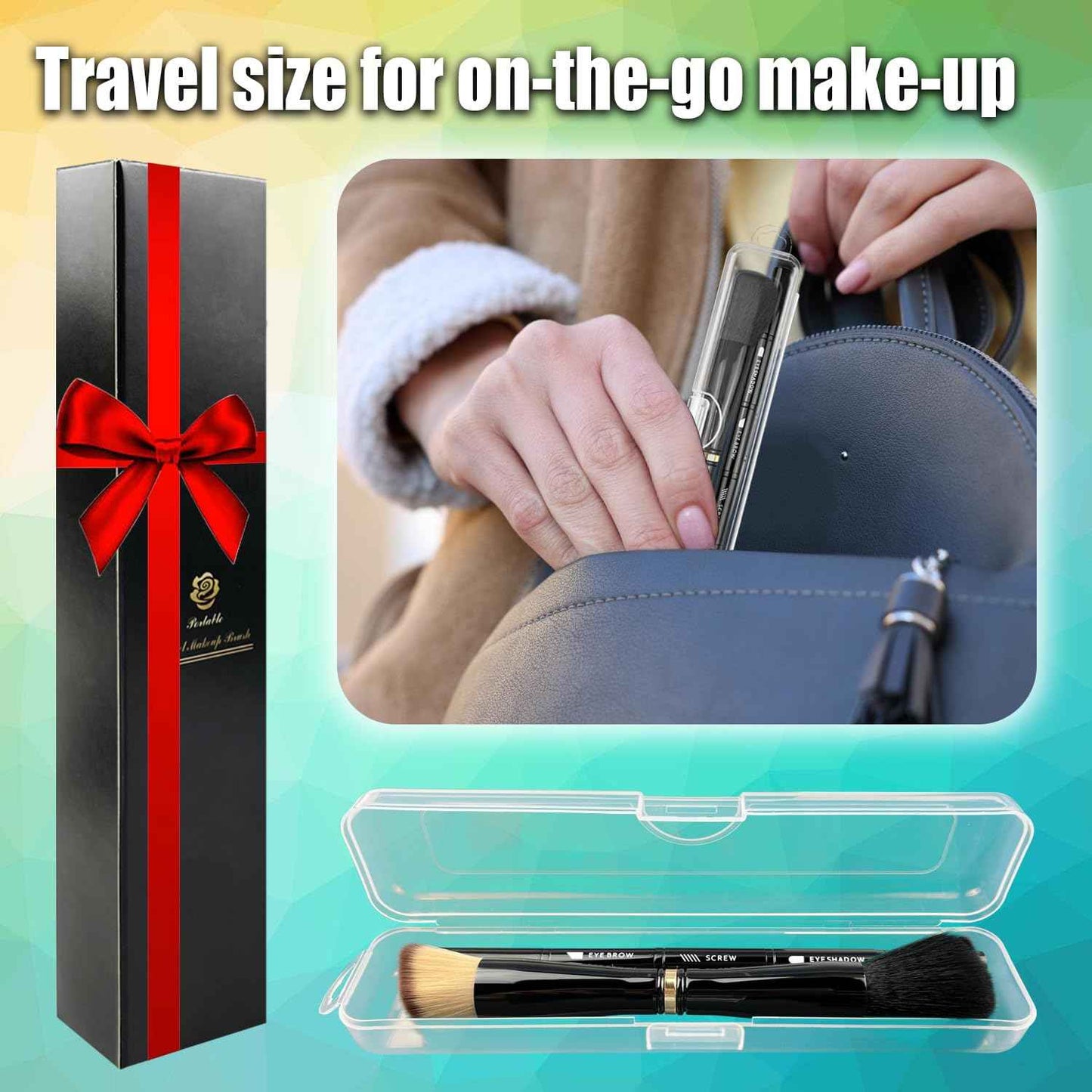 2 Pack 4 in 1 Makeup Brush, Travel Makeup Brush Set with Case, Foundation Brush, Concealer Brush, Eyeshadow Brush Set, Screw Brush, Lip Brush for Foundation, Concealer, Powder Liquid