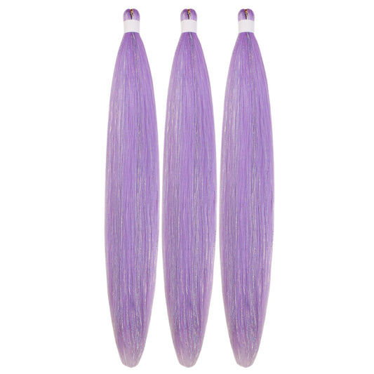 Purple Braiding Hair Pre Stretched Tinsel Braiding Hair 30 Inch Colorful Synthetic Fake Hair for Braiding