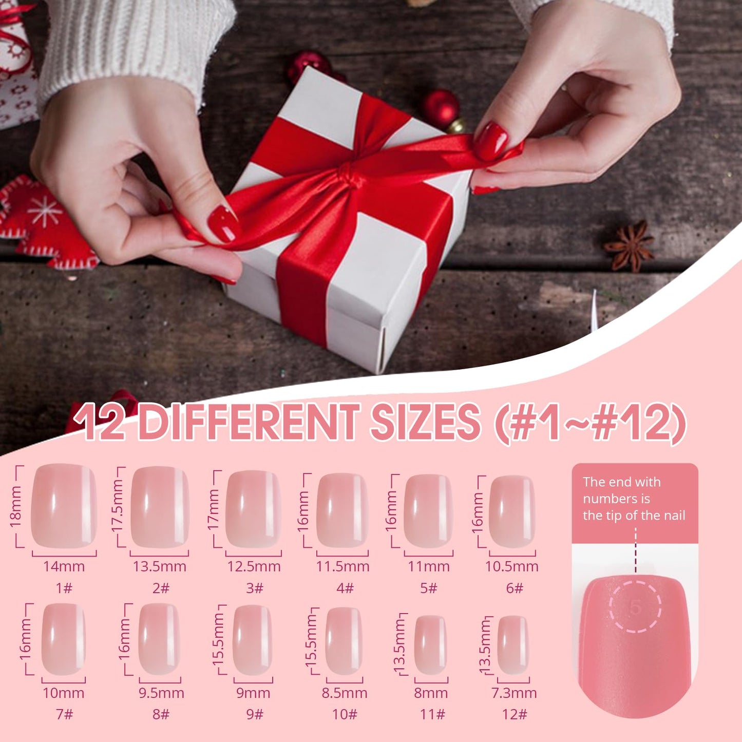 Jofay Fashion Gel Nail Tips - Gel x Press On Nails Short Kit Acrylic Fake Nails 10 Packsï¼?40 Pcs) Soild Press On Nails Square Glue On Nails with Nail Glue, Fit Perfectly & Natural Stick On Nails Set