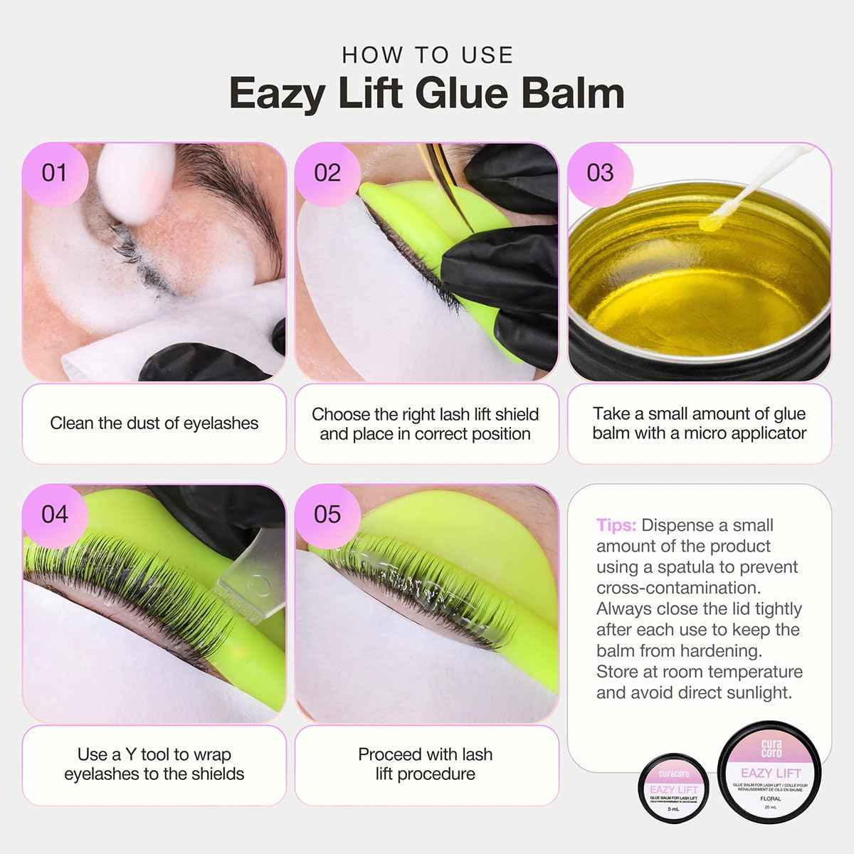 Curacoro Eazy Lash Lift Glue Balm 20ml, Nourishing Lash Lift Adhesive for Eyelash Curling & Lamination | Hydrating, Long-Lasting Lash Lift Balm