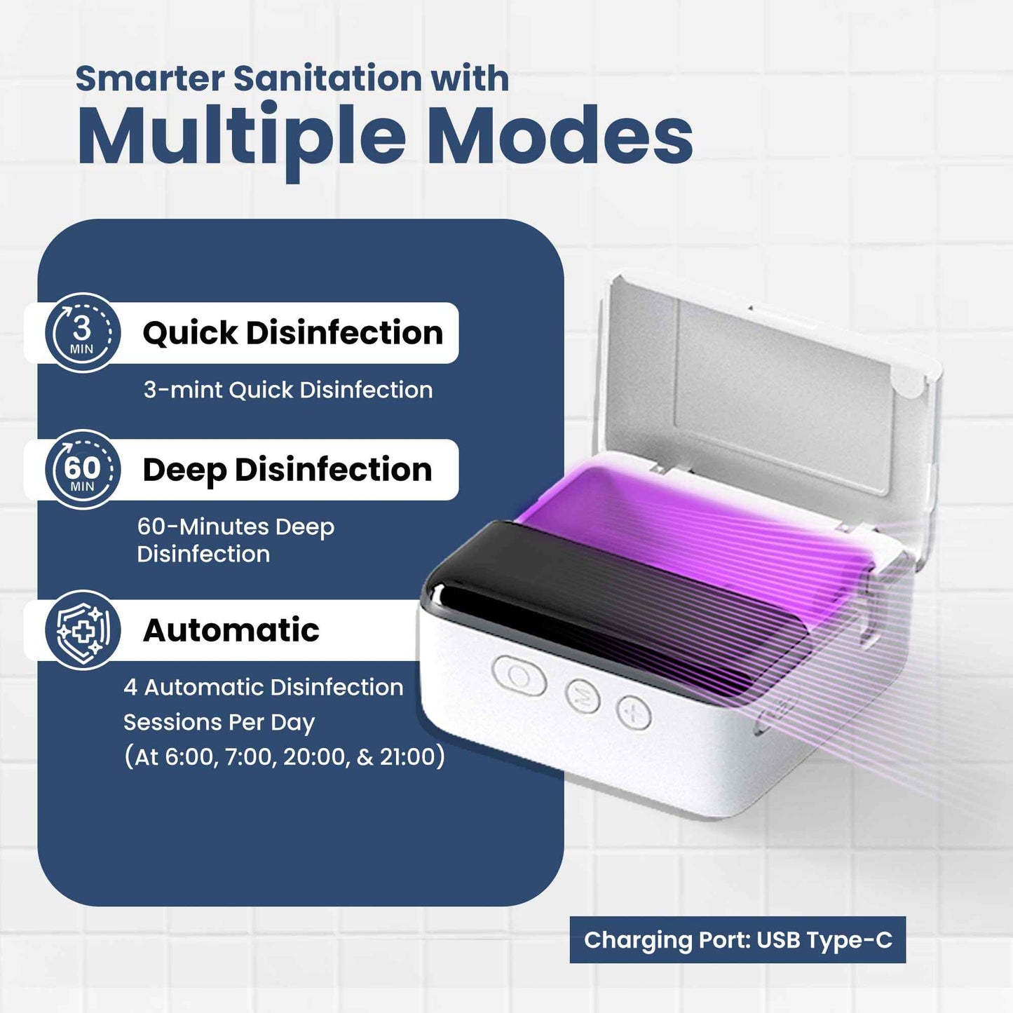 UV Toothbrush Sanitizer Holder & Cleaner with LED Clock Display & Hot Air Drying – Wall-Mounted UV Tooth Brush Holder for Bathroom Decor, Travel Use, Rechargeable Portable Design, Fits All Brushes