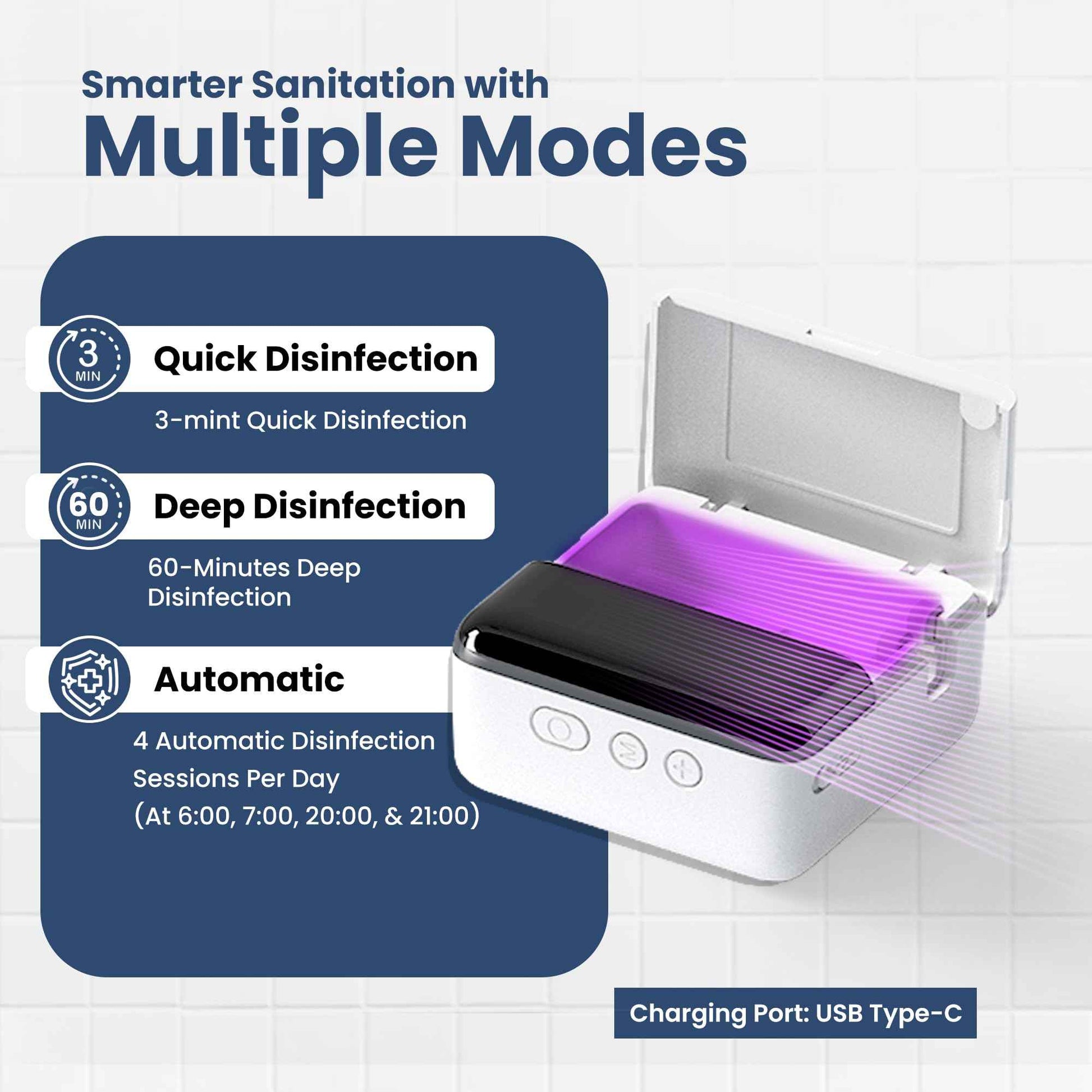 UV Toothbrush Sanitizer Holder & Cleaner with LED Clock Display & Hot Air Drying – Wall-Mounted UV Tooth Brush Holder for Bathroom Decor, Travel Use, Rechargeable Portable Design, Fits All Brushes