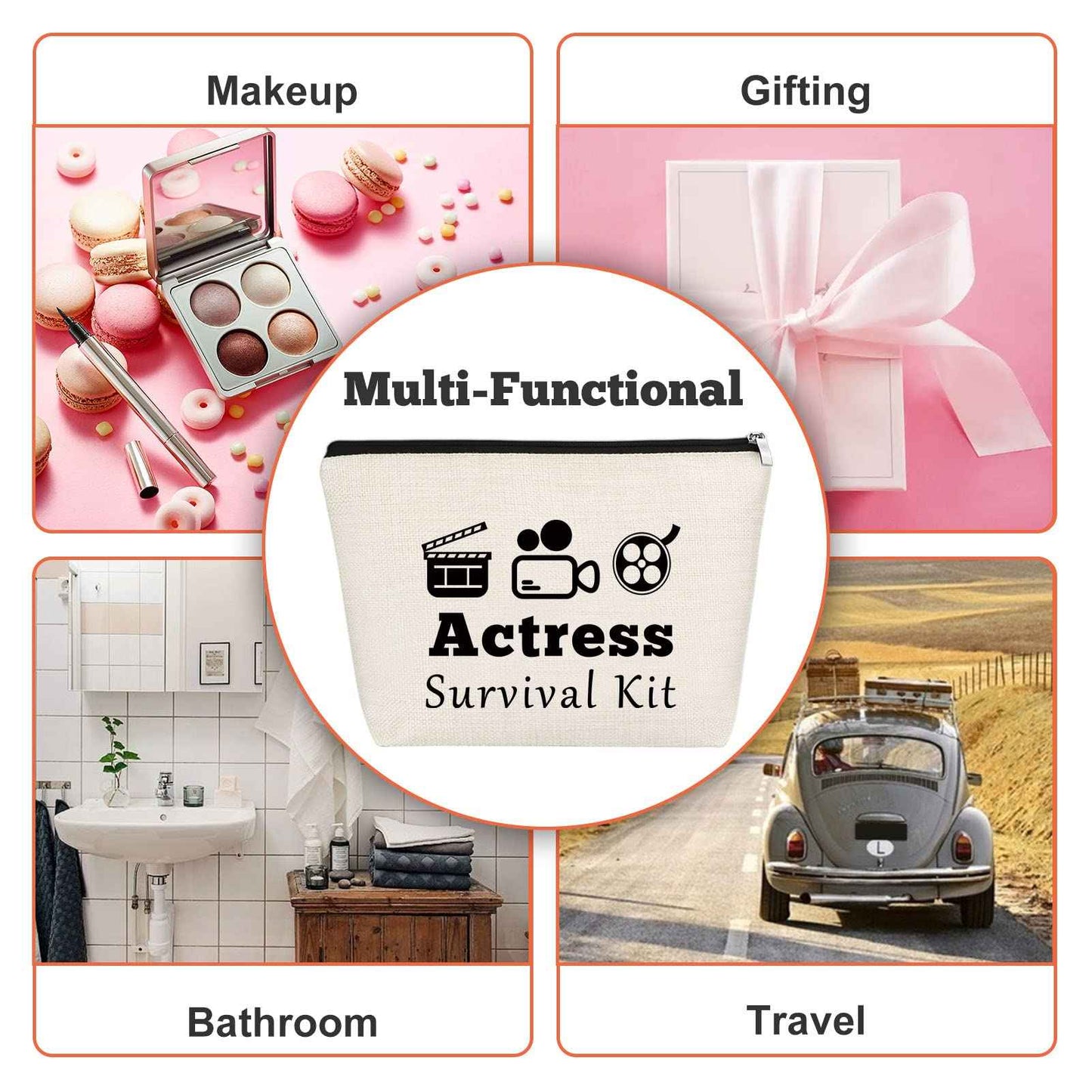 Gfhzdmf Actress Gift Acting Gift for Drama Actor Actress Makeup Bag Theater Present Zipper Pouch Theatre Drama Travel Cosmetic Pouch Funny Actor Student Presents Musical Teacher Graduation prezzie