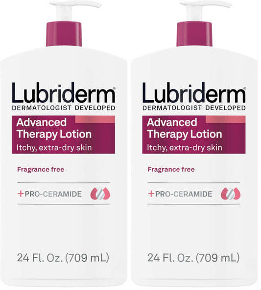 Lubriderm Advanced Therapy Moisturizing Lotion with Vitamins E and B5, Deep Hydration for Extra Dry Skin, Non-Greasy Formula, 24 fl. oz (Pack of 2)