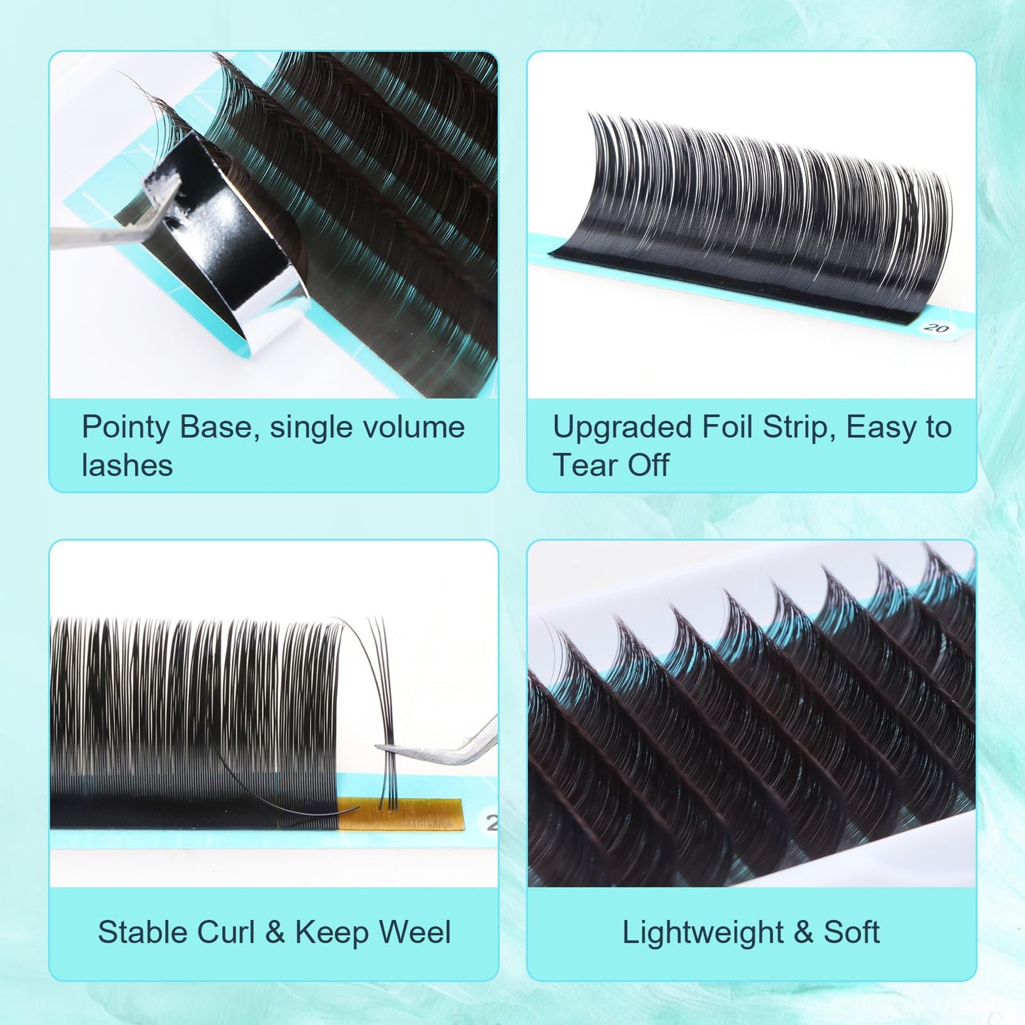 4 Trays Lash Extension Volume Eyelashes Extensions 0.07 D 12/13/14/15mm Lash Tray Individual lash Extensions Classic Lash Extensions Soft Matte Black Single Lashes for Professional Salon Use