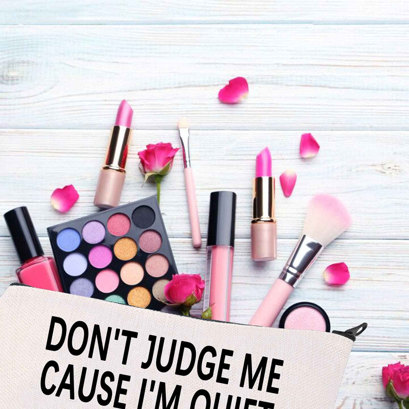 BDPWSS Don't Judge Me Cause I'm Quiet No One Plans a Murder Out Loud Horror Movie Themed Makeup Bag (DON'T JUDGE ME bl)