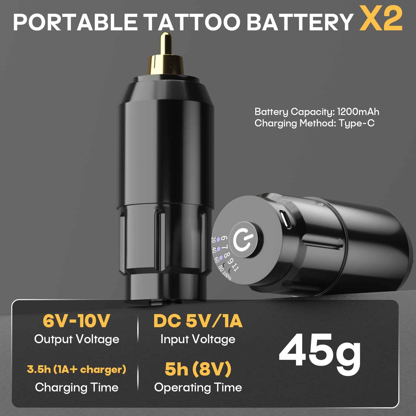 POSEIDON Wireless Rotary Tattoo Machine Kit with 20 Tattoo Cartridge Needles, Ink Set & 2 Rechargeable Batteries | Professional Portable Tattoo Gun for Beginners | Complete Starter Supplies