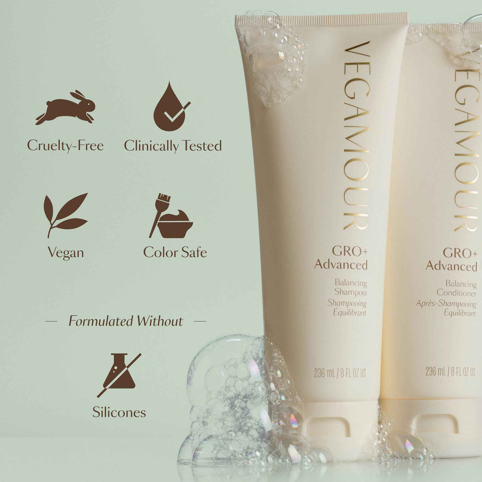 VEGAMOUR GRO+ Advanced Balancing Shampoo | Lightly Exfoliates, Cleanses and Removes Buildup Without Stripping | For Severe Signs of Thinning | Color Safe, Vegan, Cruelty-Free (8 Fl Oz)