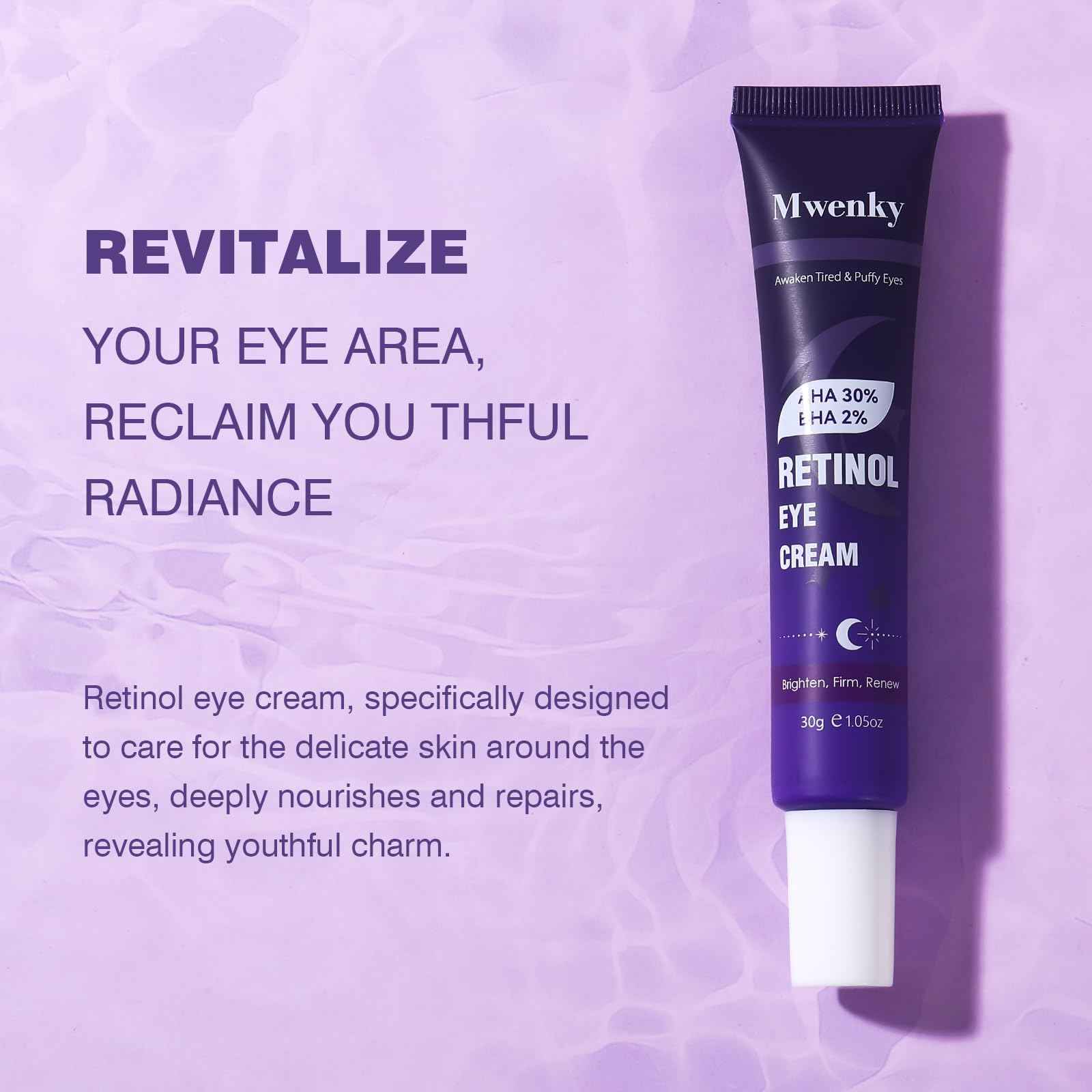 Retinol Eye Cream, Infused with Vitamin C&E to Smooth and Hydrate Skin, Cream for Dark Circles Treatments, Reduce Under, Smooth Wrinkles, Eye Bags, Puffiness