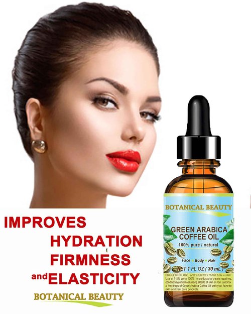 Botanical Beauty GREEN ARABICA COFFEE OIL Brazilian 100% Pure Virgin Unrefined for Face, Skin, Hair, Lip, Nails. Anti - Aging Face Oil (2 Fl Oz)