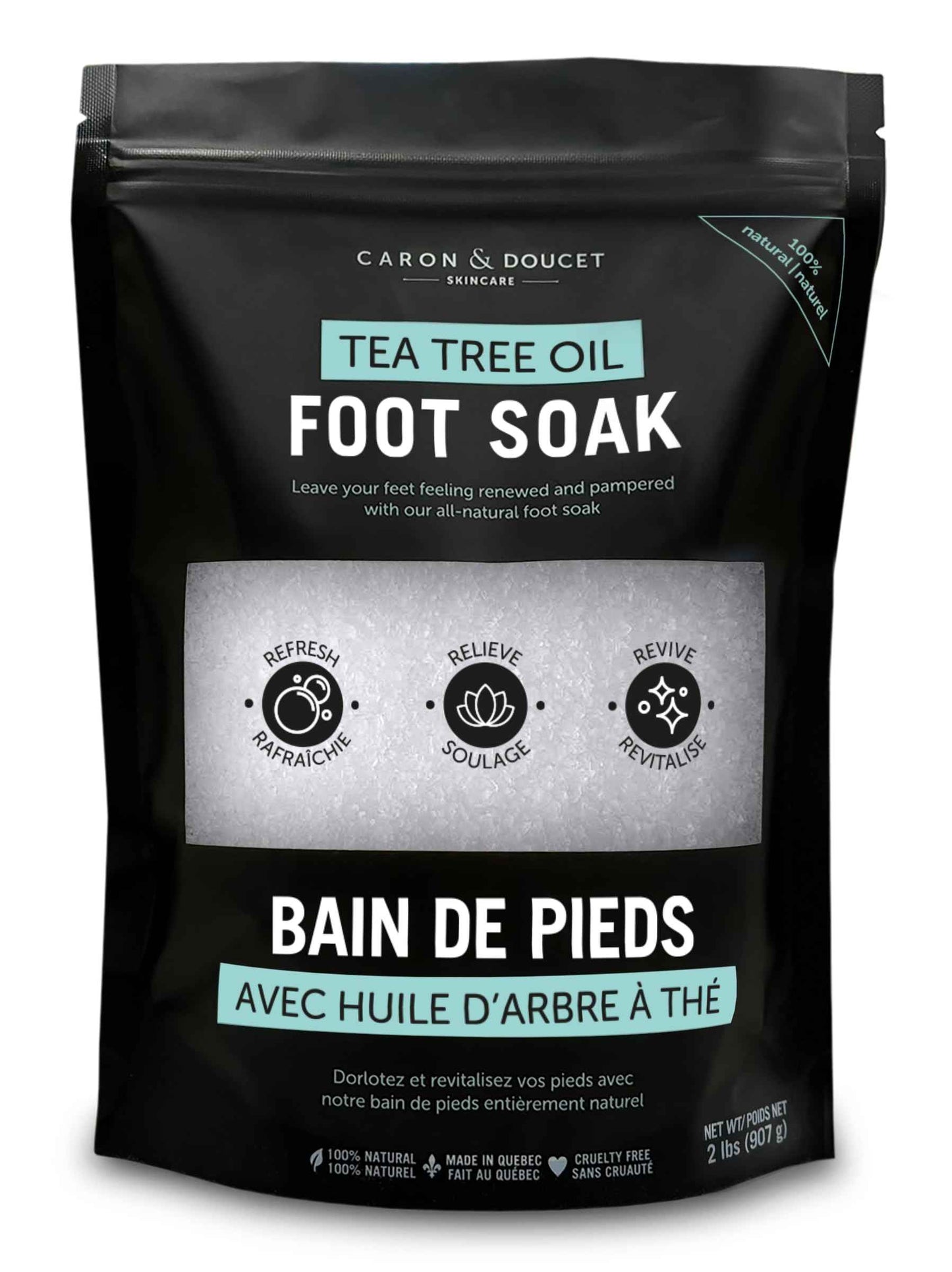 CARON & DOUCET Tea Tree Oil Foot Soak with Epsom Salt and Dead Sea Salt - Natural - Soothes Sore & Tired Feet, Helps Reduce Foot Odor Scent, Softens Calluses - 2lb