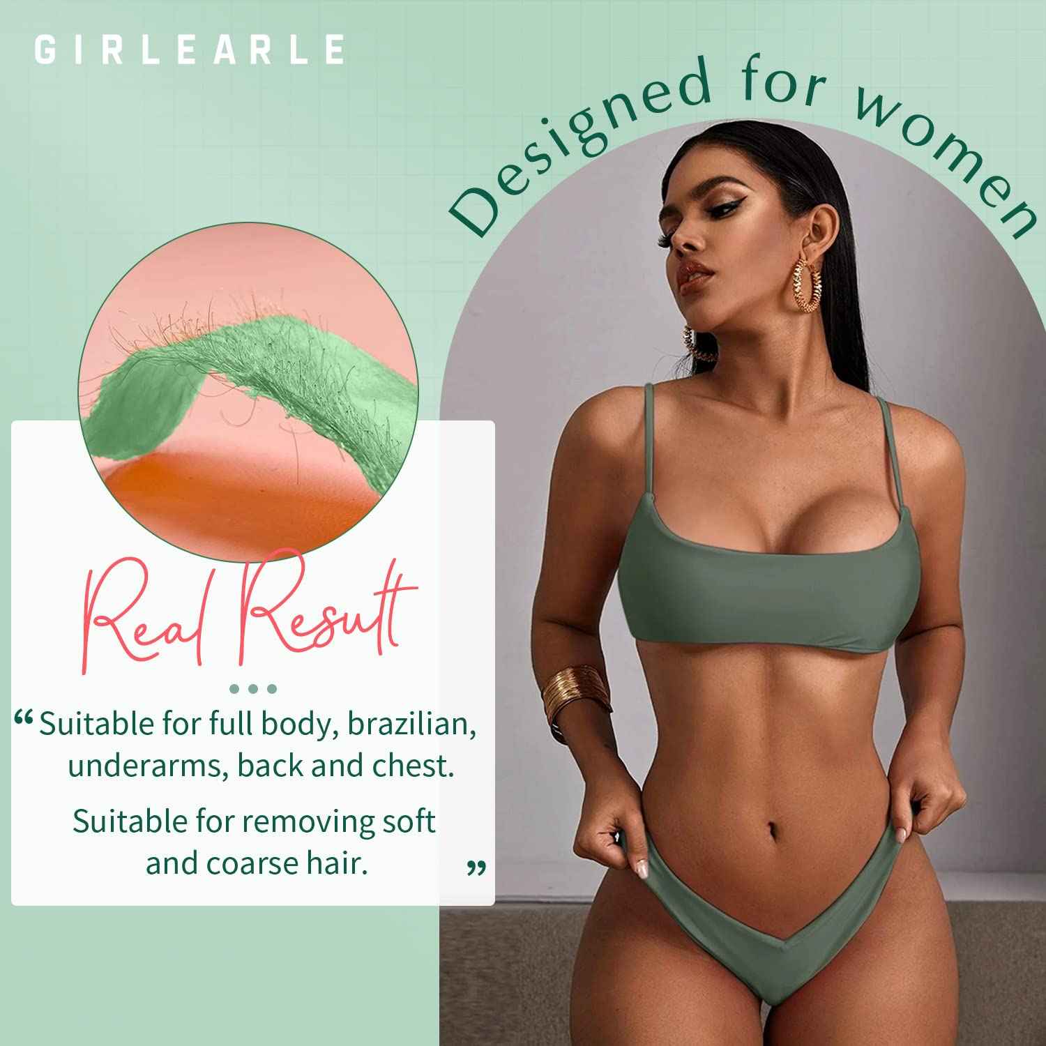 GIRLEARLE Wax Beads (1lb) for Hair Removal - Aloe Vera Formula, Perfect for Sensitive Skin, Eyebrow, Brazilian Bikini, Legs, Facial and Full Body Waxing at Home