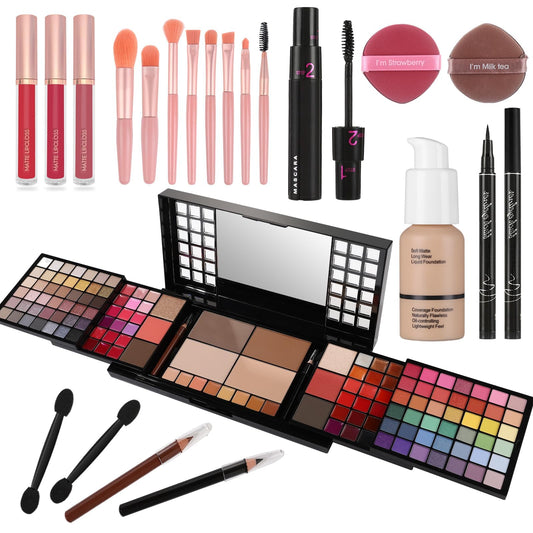 CHARMCODE Full Makeup Kit, Makeup Sets for Women Full Kit, All in One Make Up Gift Set for Girls & Women with Eyeshadow,Liquid Lipstick,Foundation,Mascara,Blush,Eyeliner,Contour,Brushes and More