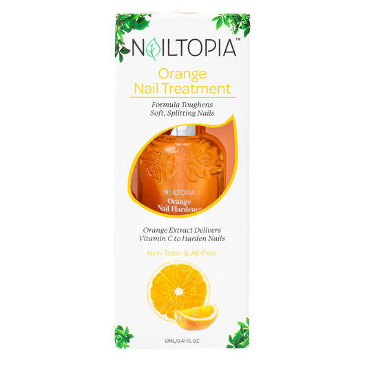 Nailtopia - Nail Treatment - Toughens Soft Splitting Nails - Plant-Based, Non Toxic, Bio-Sourced, Superfood Treatment with Vitamin C - Orange Extract (Clear) - 0.41 oz