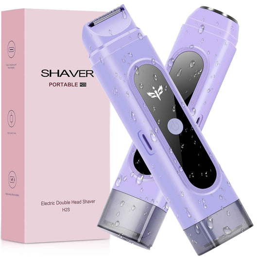 Kaaeiccr Bikini Trimmer for Women, Dual-Blade Shaver for Trimming Body and Pubic Hair for Silky Skin, Waterproof Design, Easy to Clean, Suitable for Underarms, Body, and Legs (Purple)