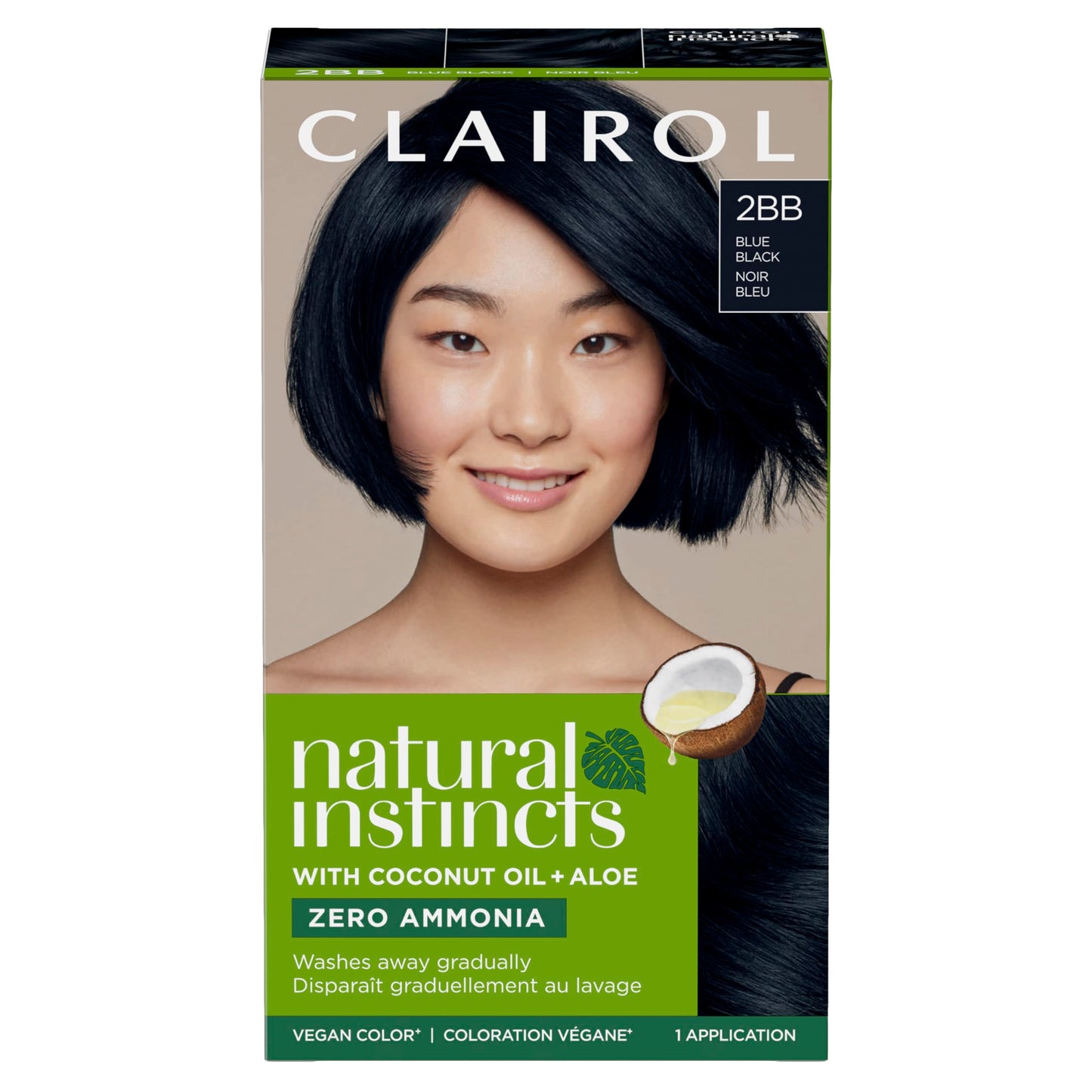 Clairol Natural Instincts Demi-Permanent Hair Dye, 2BB Blue Black Hair Color, Pack of 1