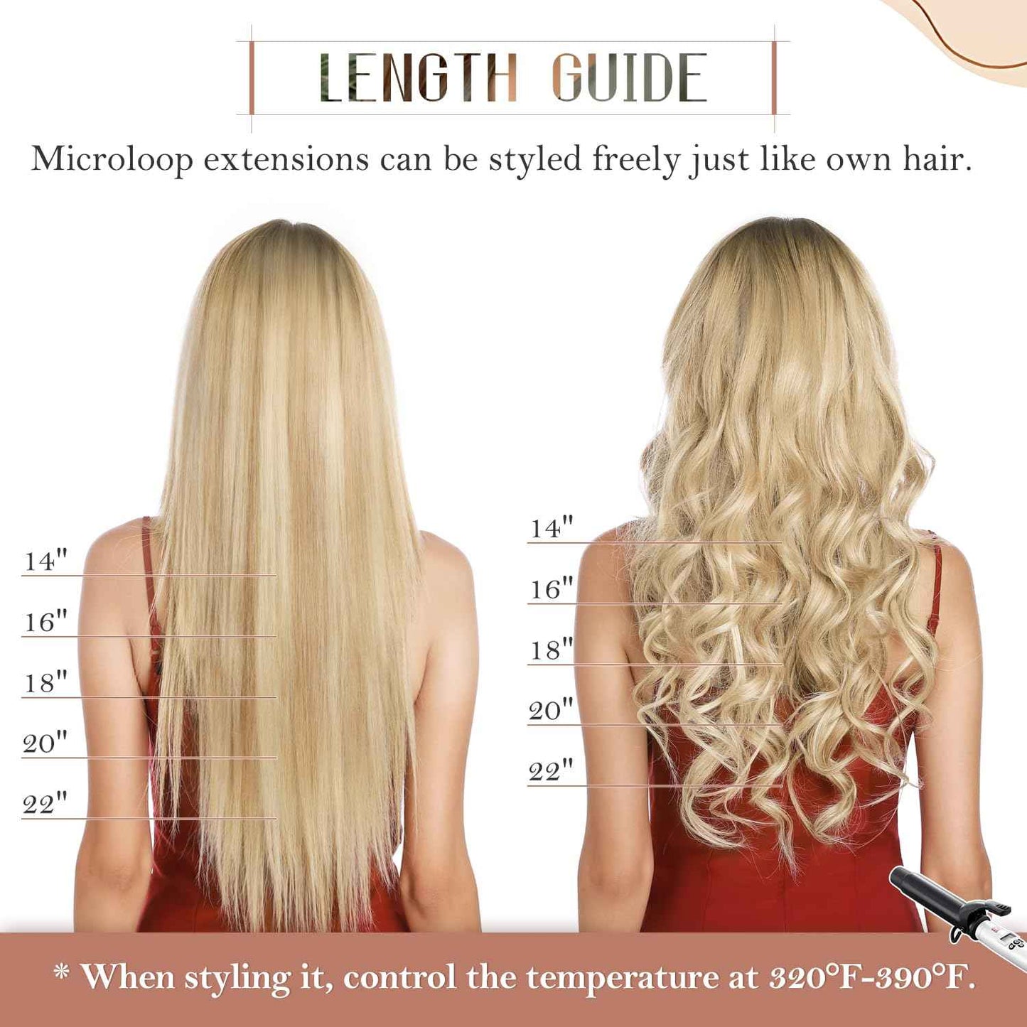 TESSHAIR Micro Loop Hair Extensions, 100% Remy Human Hair, Microlink Extensions, No Tangle & Smooth, 50 Strands 50g, 14 Inch #Bleach Blonde