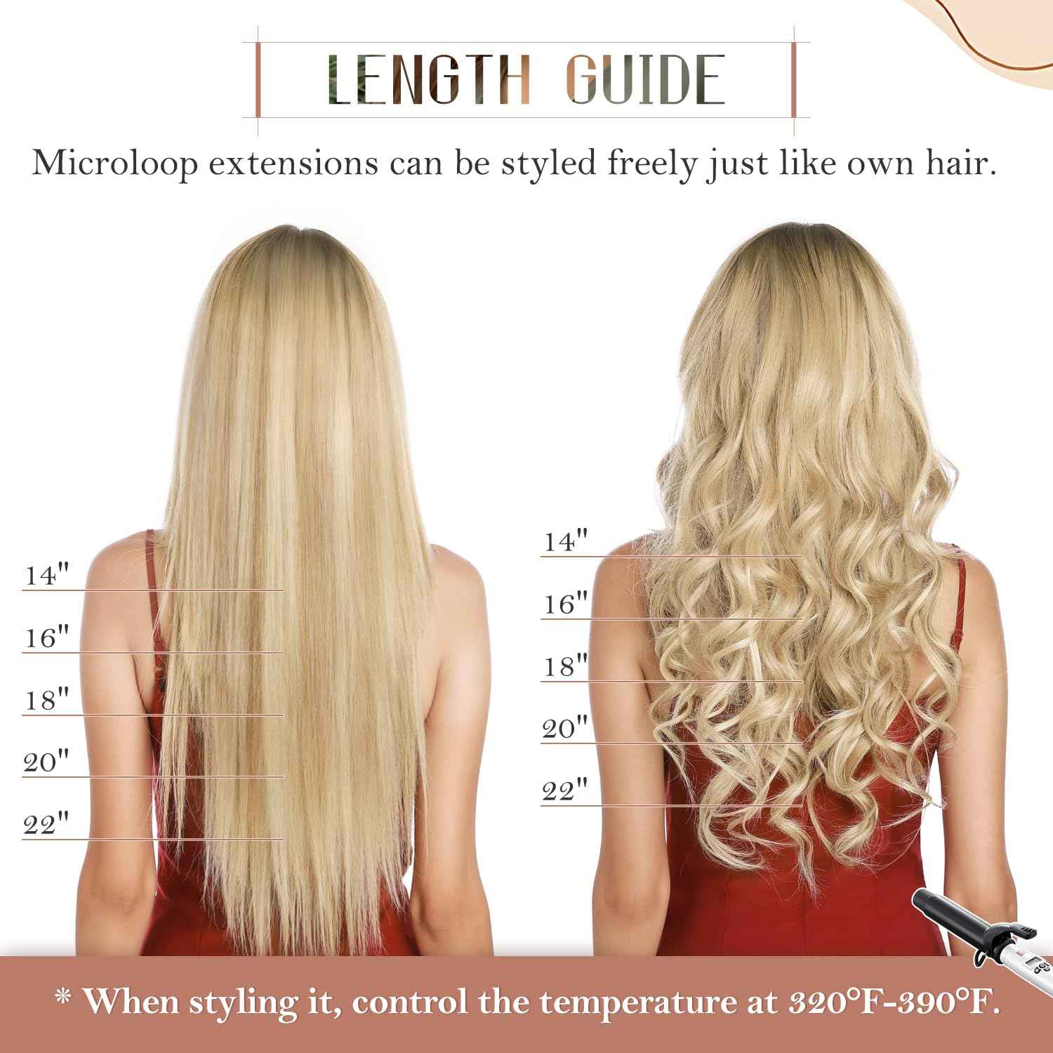 TESSHAIR Micro Loop Hair Extensions, 100% Remy Human Hair, Microlink Extensions, No Tangle & Smooth, 50 Strands 50g, 14 Inch #Bleach Blonde