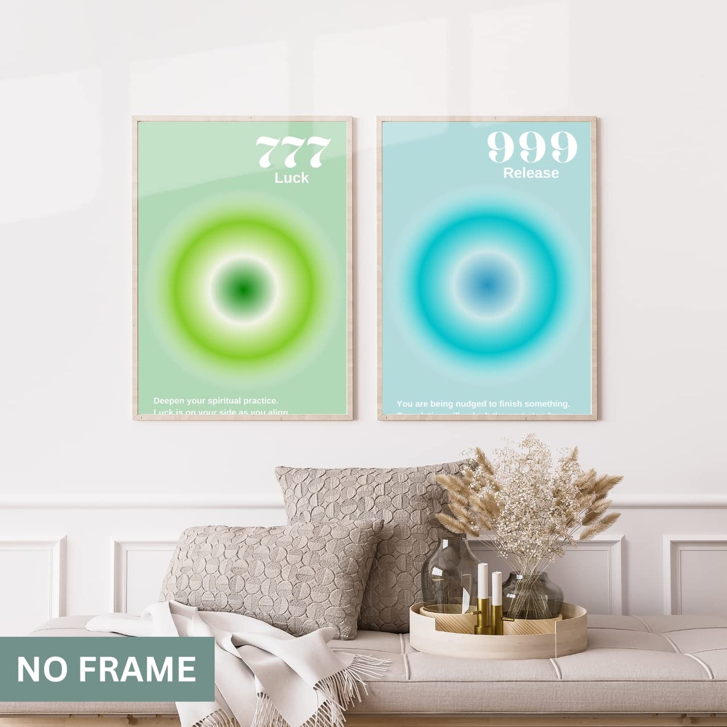 Gradient Aura Angel Numbers Poster Sets for Room Aesthetic Inspirational Quotes Wall Art Paintings Abstract Minimalist Room Wall Decor - 11x17in LAMINATED - No Frame (Angel Numbers 777, 888,999)