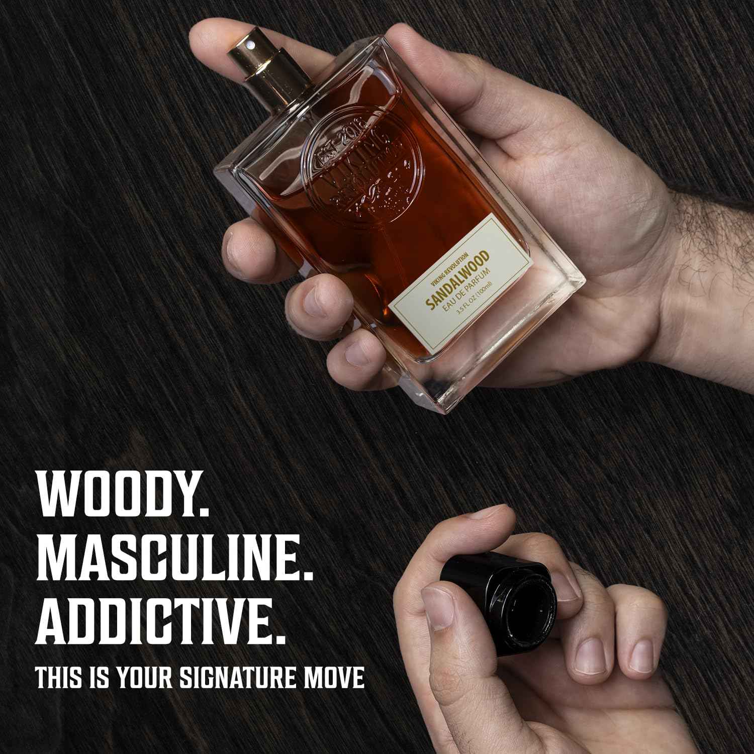 Viking Revolution Sandalwood Cologne for Men - Eau de Parfum - Woody Sandalwood Perfume with Notes of Cedar, Cypress, Plum Blossom, Lemon, Balm, Vanilla - Gifts for Men 3.5 Fl Oz