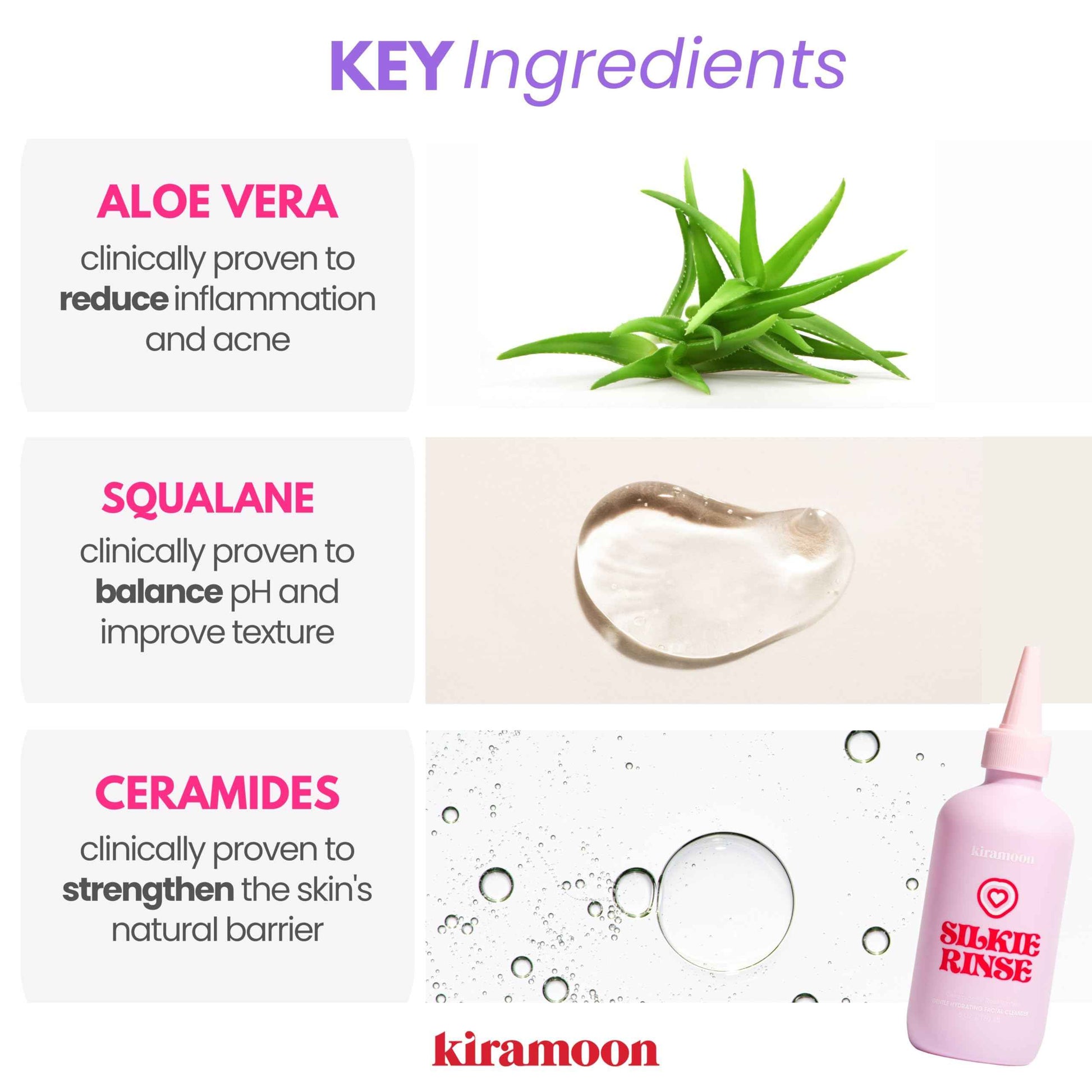 Kiramoon Face Wash Silkie Rinse Hydrating Gentle Face Cleanser for Dry or Sensitive Skin - Hydrating Makeup Remover & Face Wash w/Ceramides & Squalane