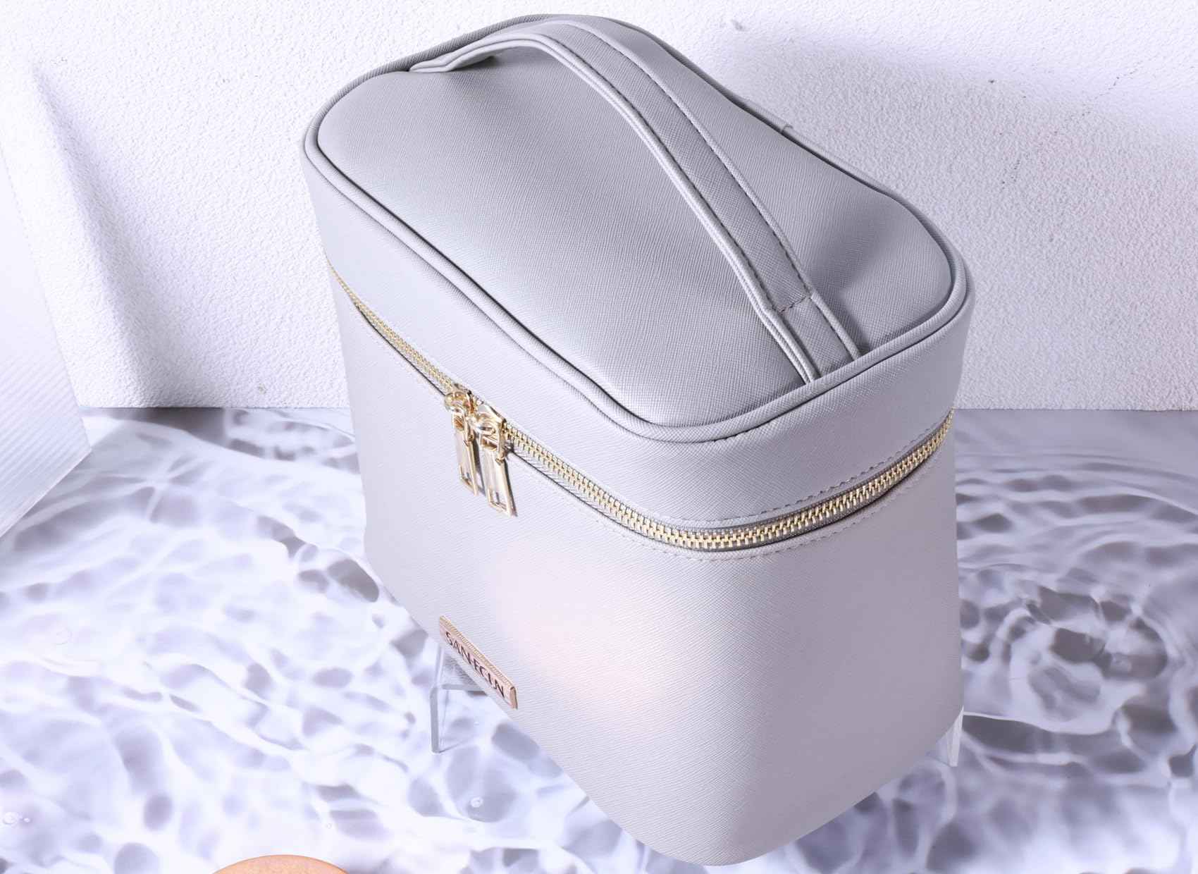 SANHECUN Travel Cosmetic Makeup Essentials Bag case Brush Case Wash Bag Cosmetic Pouch 3 Pcs Set Organization (3, Grey)