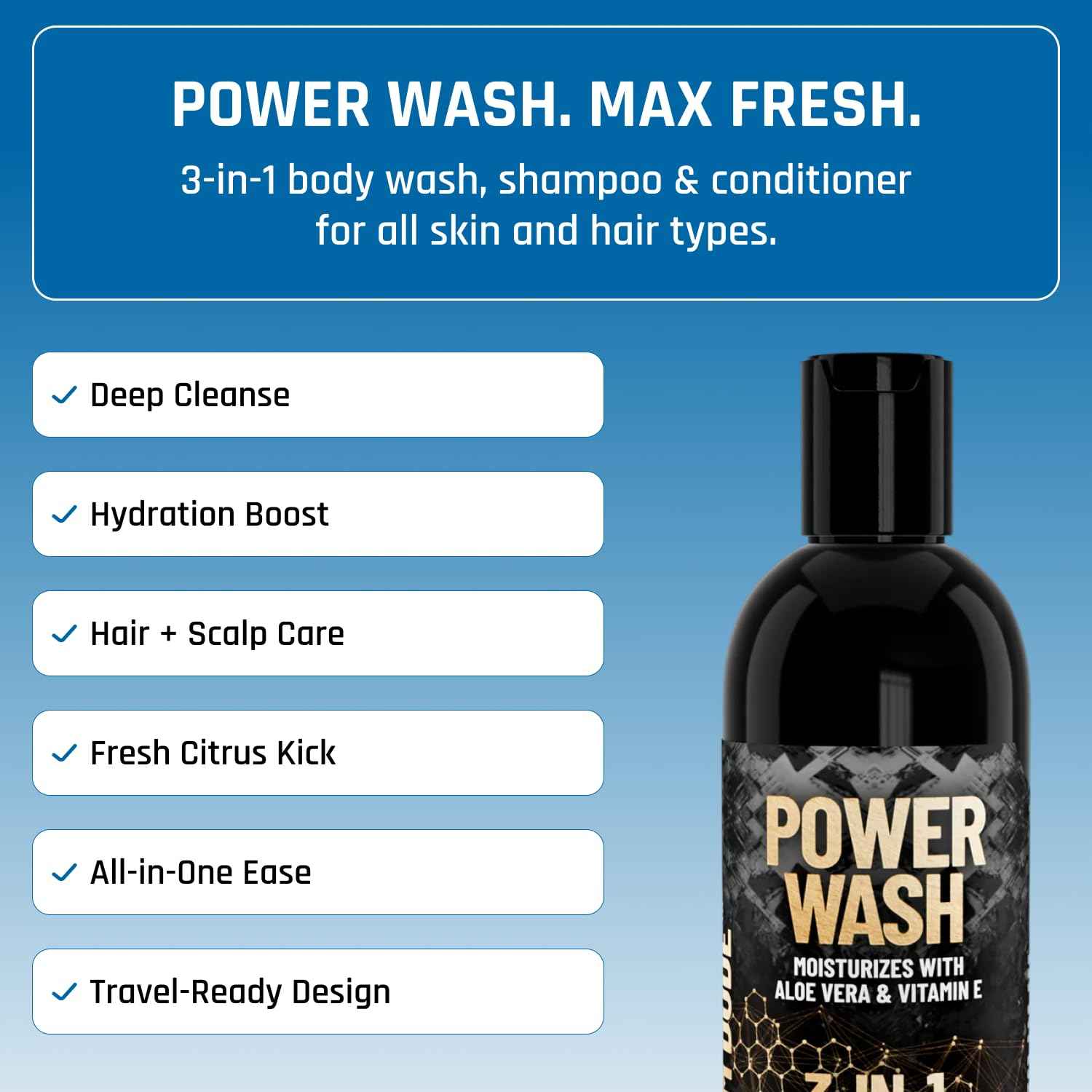 Derm Dude Happy Sack Ball Deodorant Anti Chafing Cream & 3 in 1 Power Wash Set | Mens Body Wash, Shampoo & Conditioner | With All-Natural DeoPlex for Odor Control & Aloe Vera to Hydrate - MVP Scent