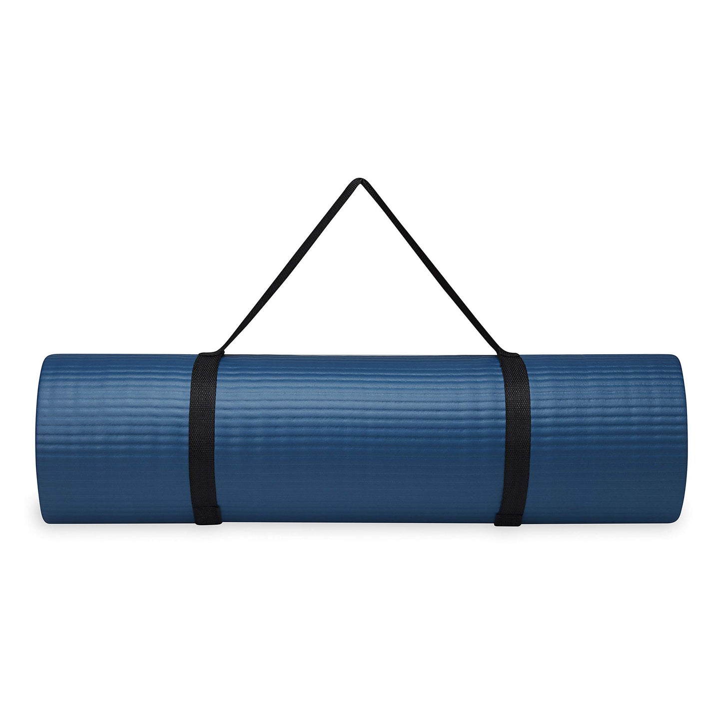 Gaiam Essentials Thick Yoga Mat Fitness & Exercise Mat with Easy-Cinch Carrier Strap, Navy, 72"L X 24"W X 2/5 Inch Thick, 10mm