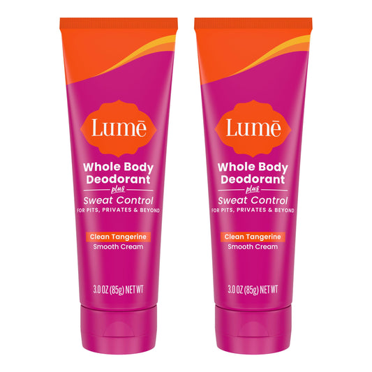 Lume Whole Body Deodorant Plus Sweat Control - Smooth Cream Tube - 72 Hour Odor And Sweat Control - Baking Soda Free, Skin Loving - 3.0 ounce (Clean Tangerine)