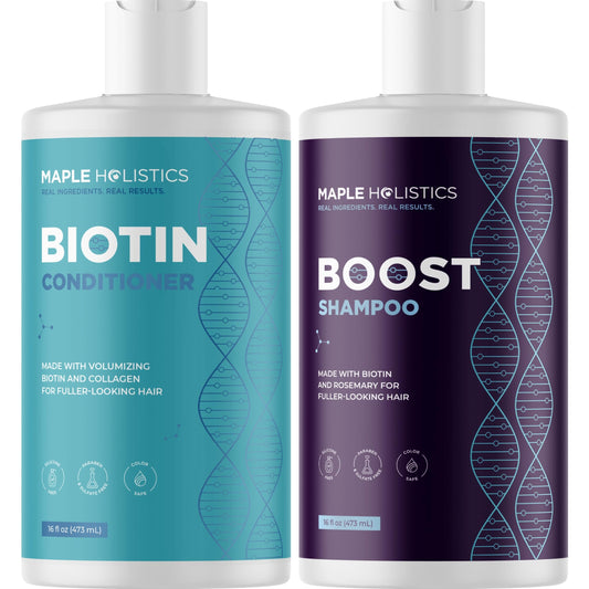 Advanced Biotin Shampoo and Conditioner Set - Paraben and Sulfate Free Shampoo and Conditioner for Dry Damaged Hair and Scalp Care - Volumizing Shampoo for Thinning Hair with Jojoba and Argan Oil