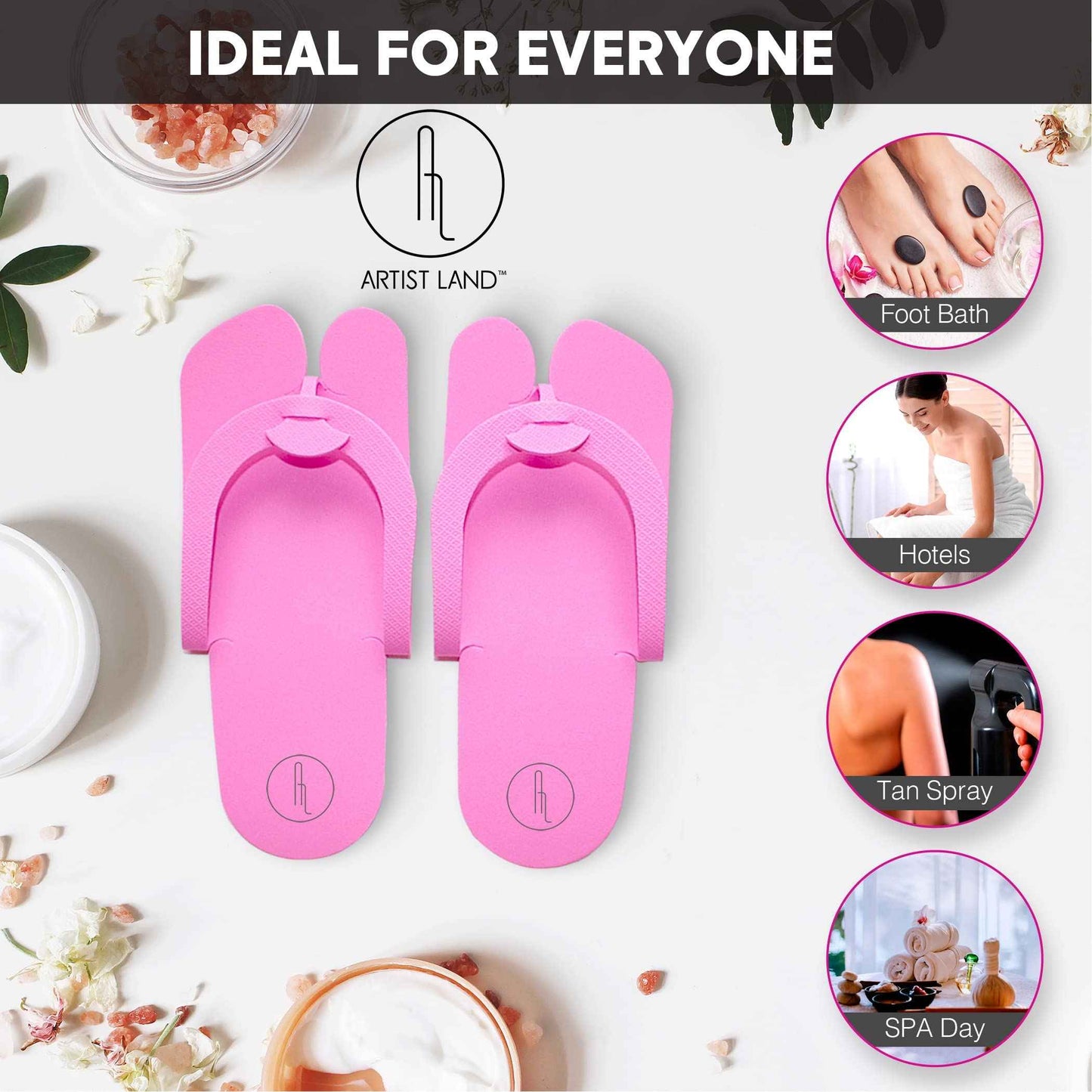 Artist Land 48 Pairs Spa Party Pack of Anti-Slip EVA Pedicure Slippers & Premium Toe separators Two Tone Soft & Durable - Bulk 6 Fun Colors Ideal for At Home Spa Party & Nail Salon